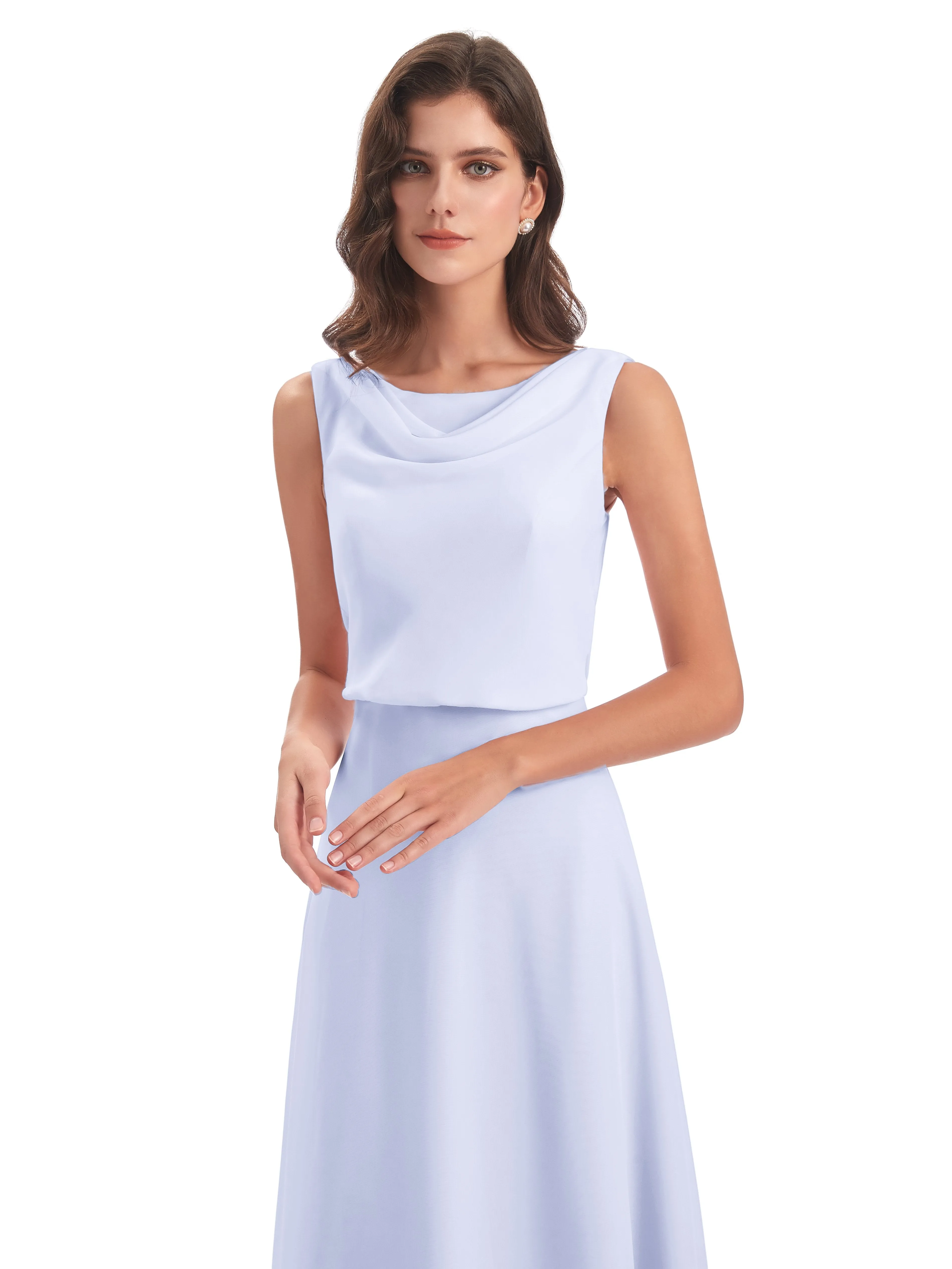 Layla Sheath Scoop V Back Chiffon Long Bridesmaid Dresses