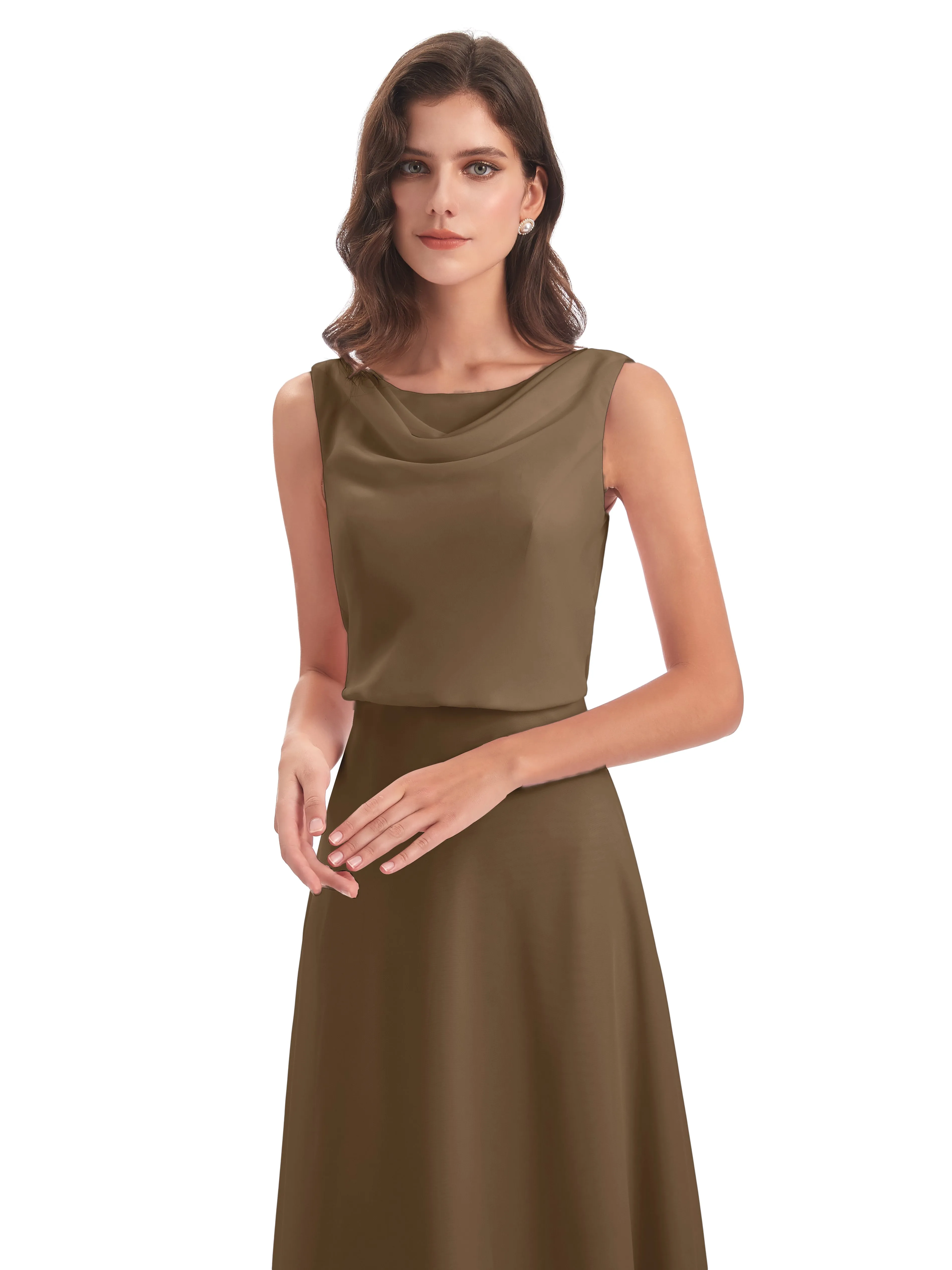Layla Sheath Scoop V Back Chiffon Long Bridesmaid Dresses