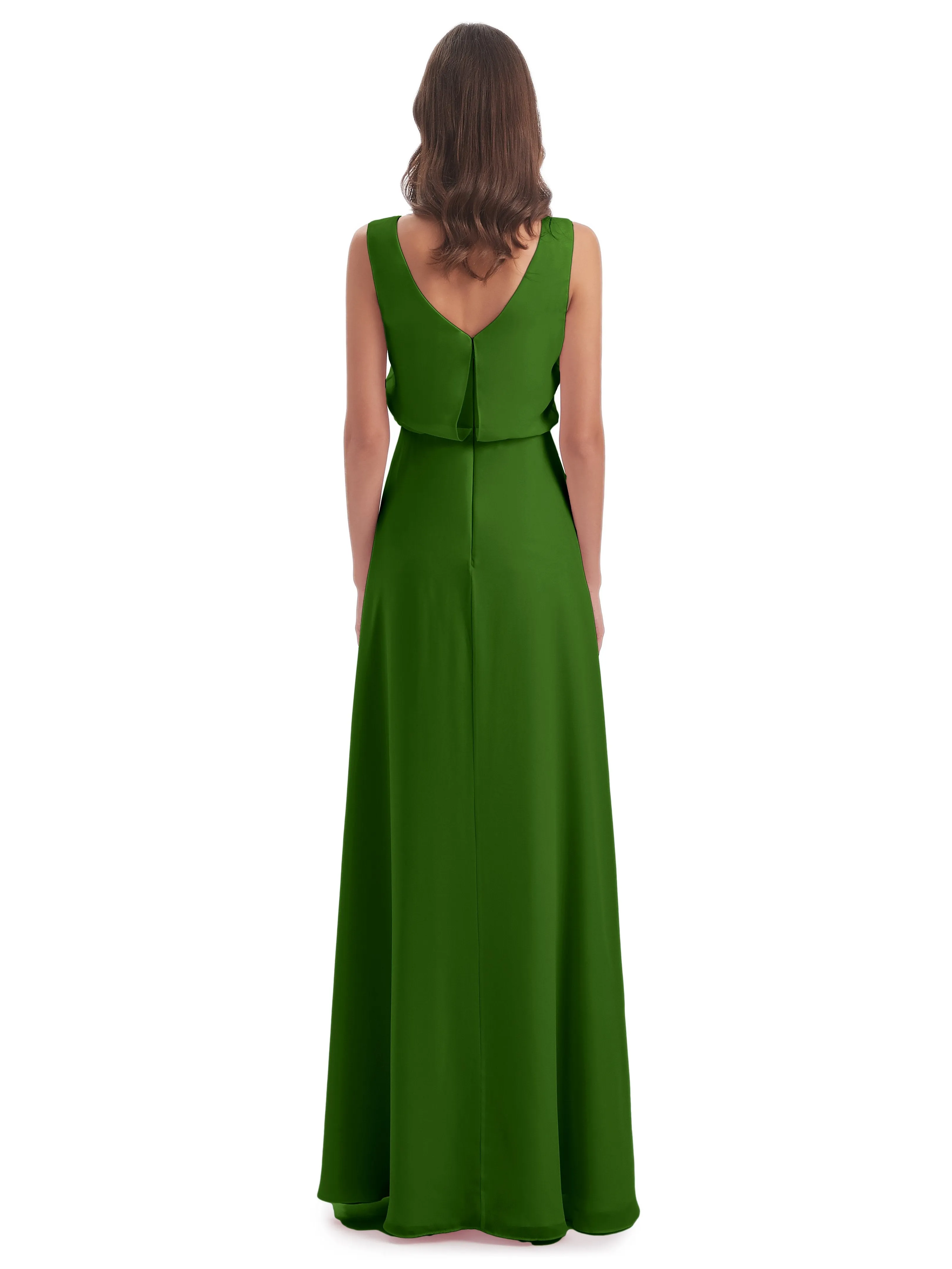 Layla Sheath Scoop V Back Chiffon Long Bridesmaid Dresses