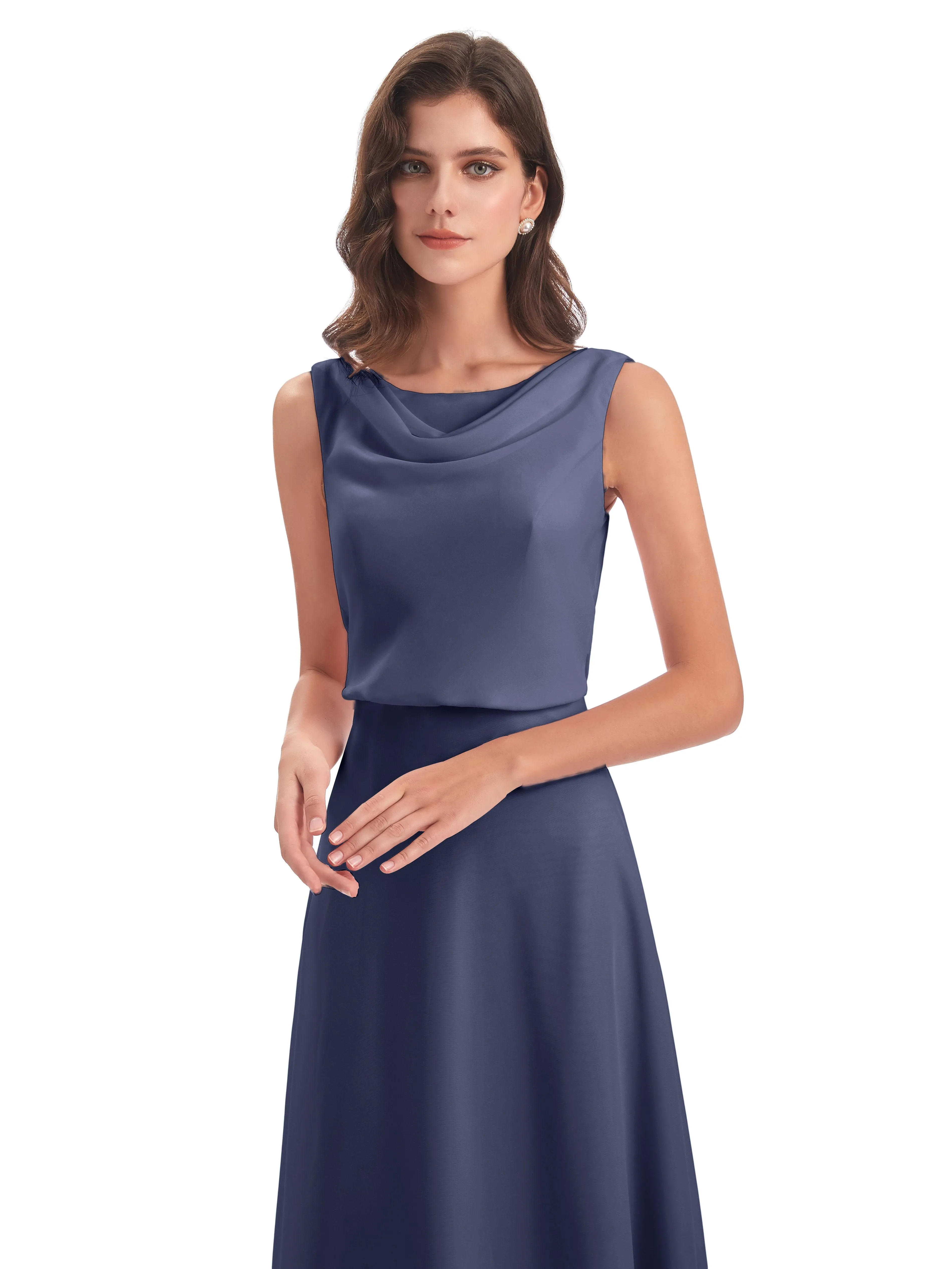 Layla Sheath Scoop V Back Chiffon Long Bridesmaid Dresses
