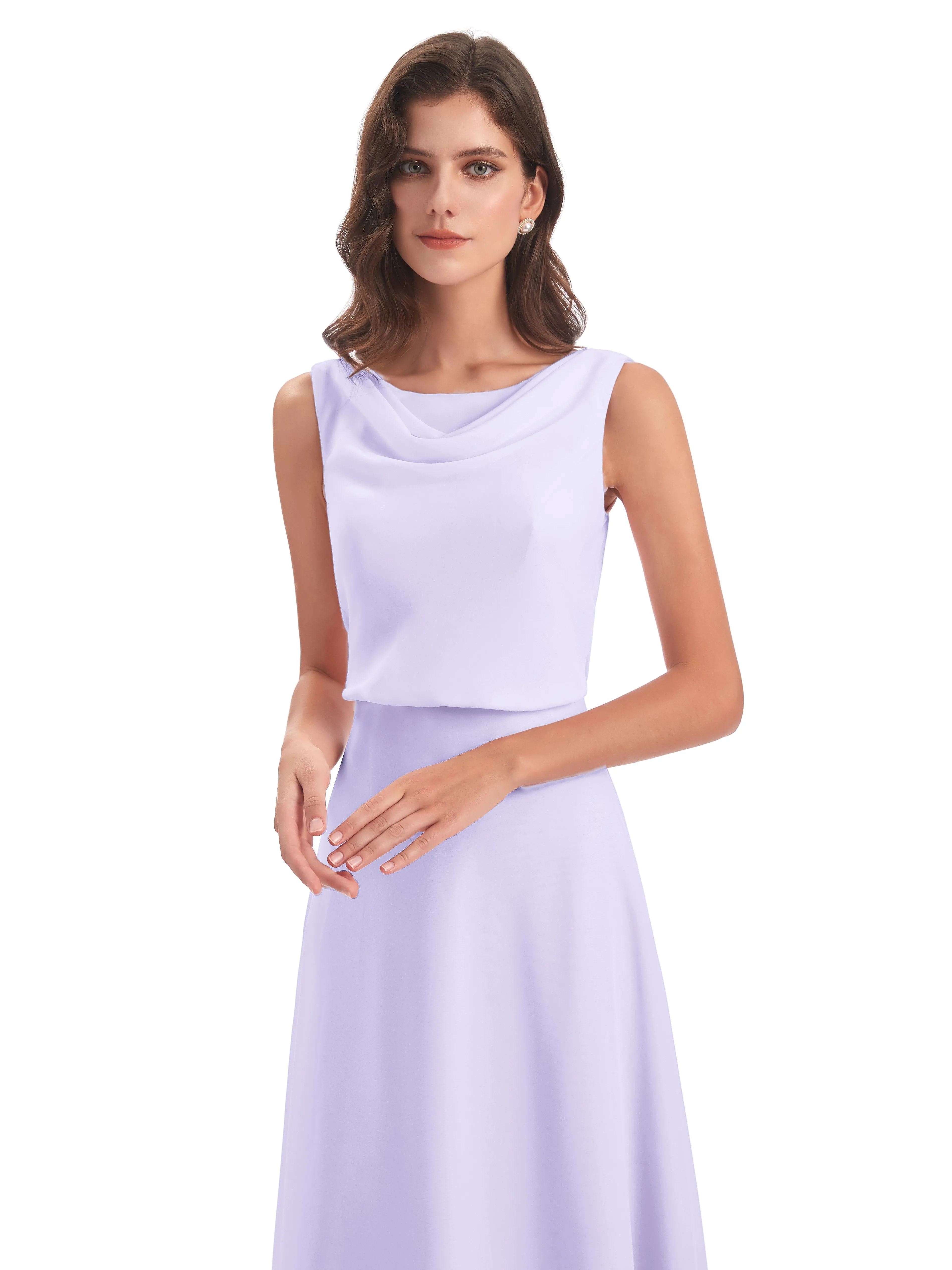 Layla Sheath Scoop V Back Chiffon Long Bridesmaid Dresses