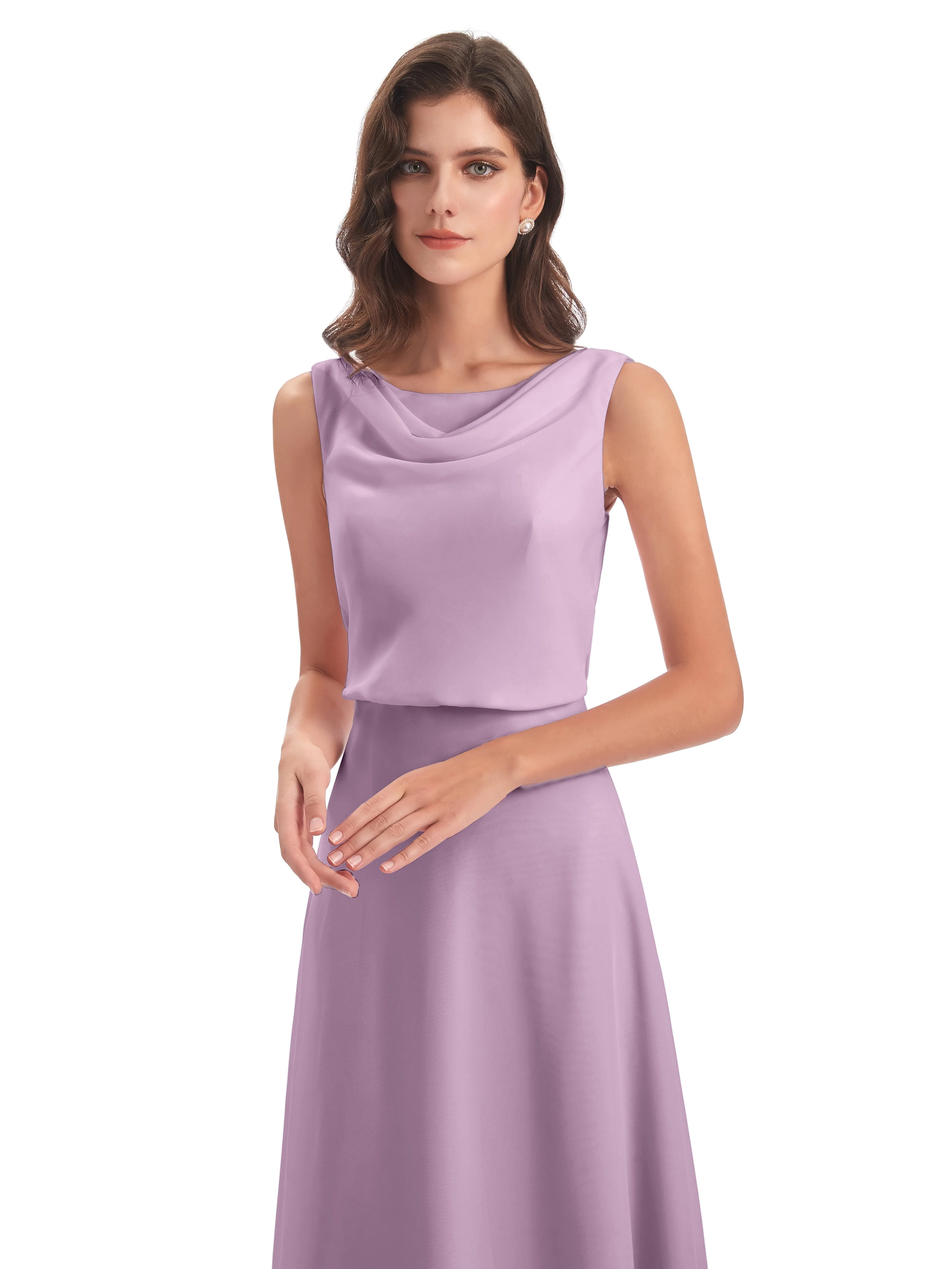 Layla Sheath Scoop V Back Chiffon Long Bridesmaid Dresses