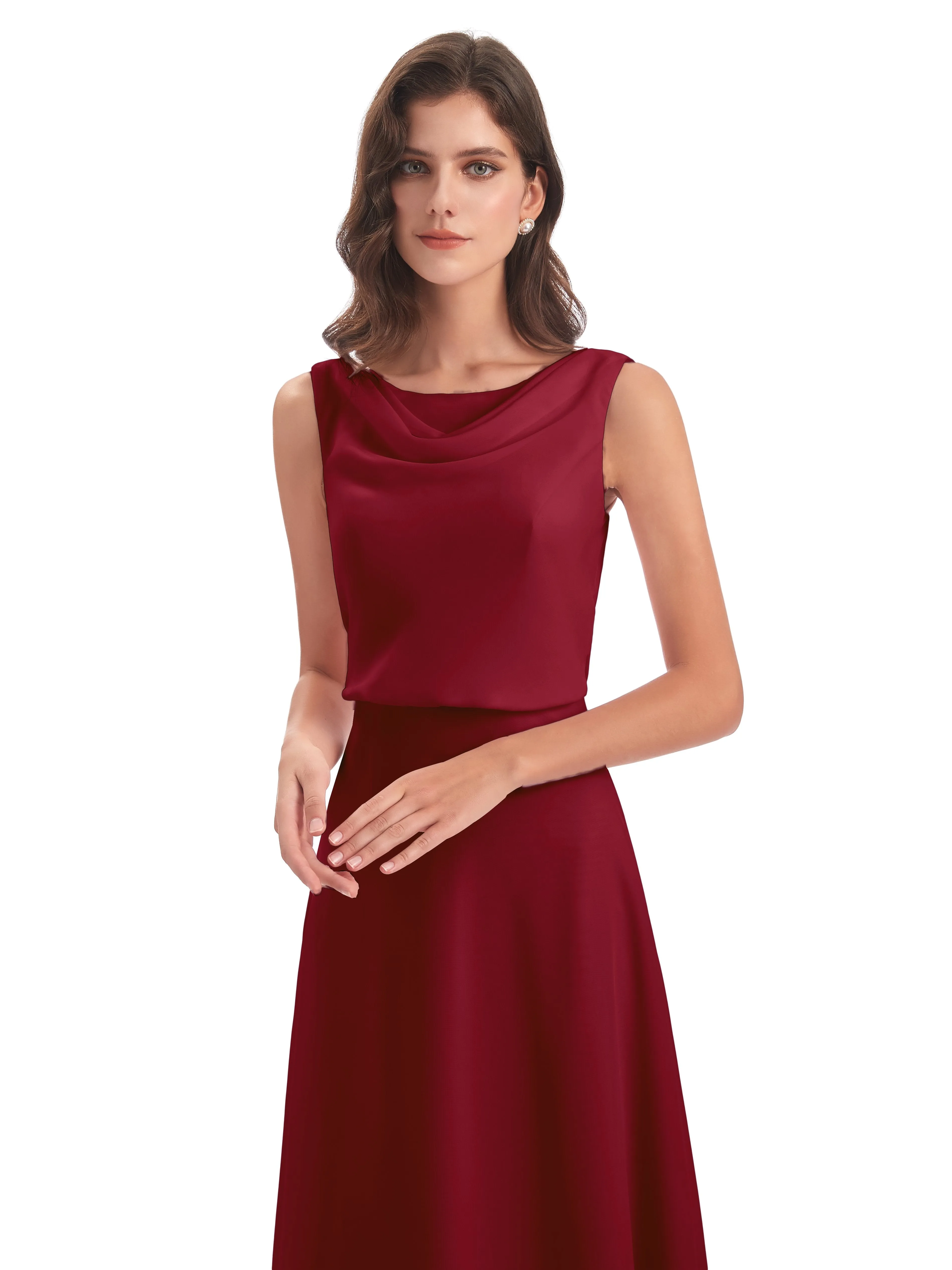 Layla Sheath Scoop V Back Chiffon Long Bridesmaid Dresses