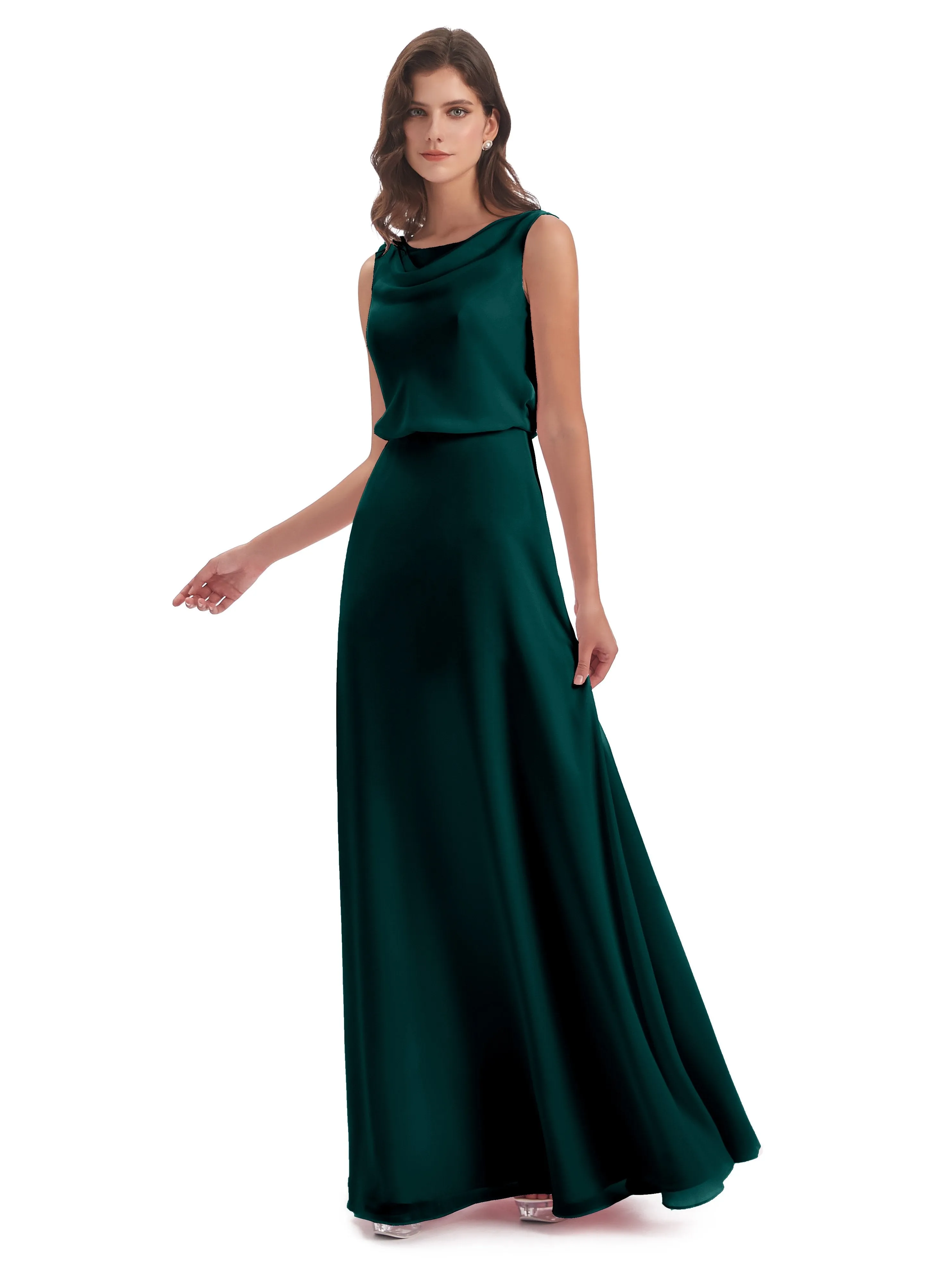 Layla Sheath Scoop V Back Chiffon Long Bridesmaid Dresses
