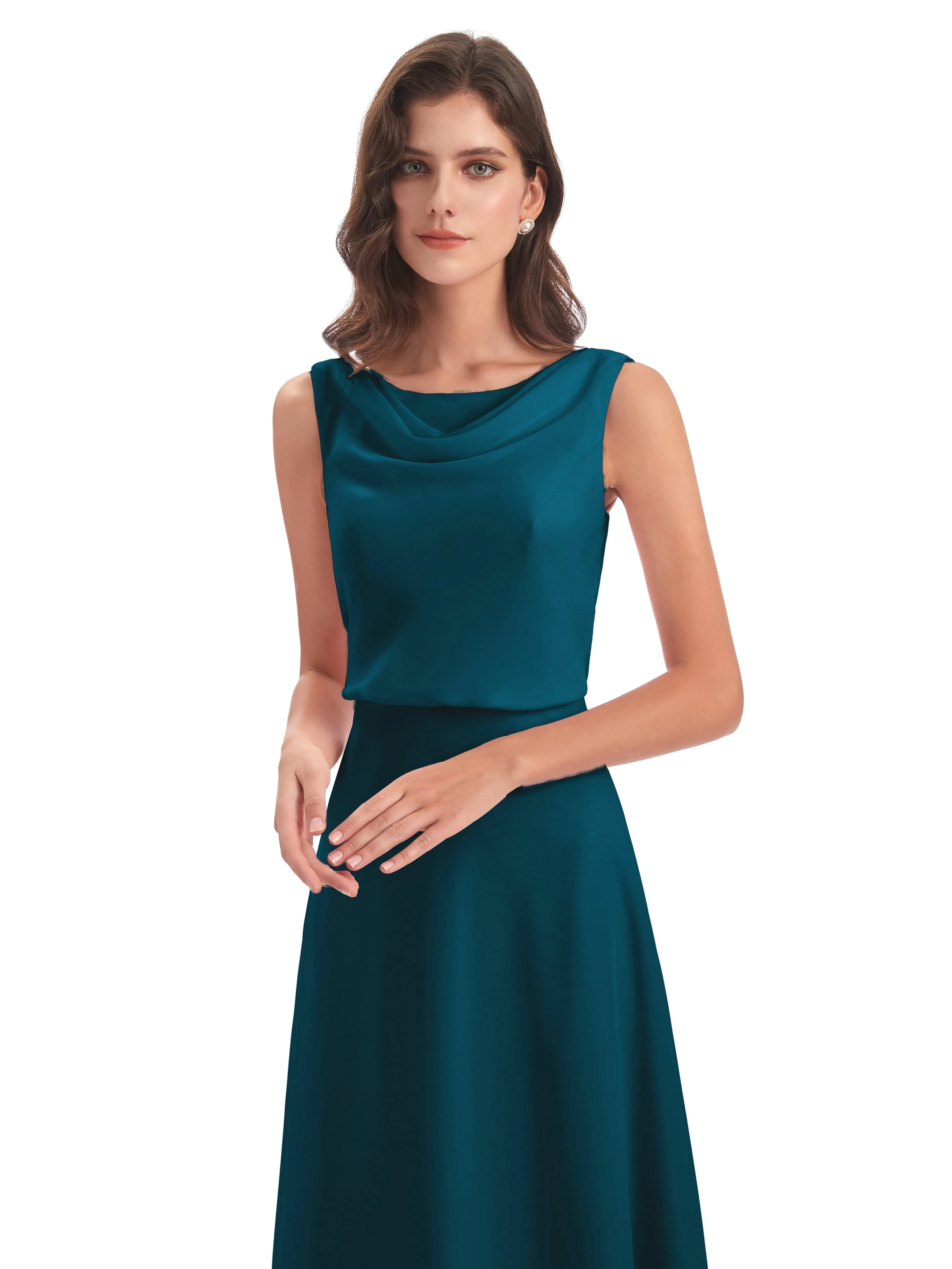 Layla Sheath Scoop V Back Chiffon Long Bridesmaid Dresses