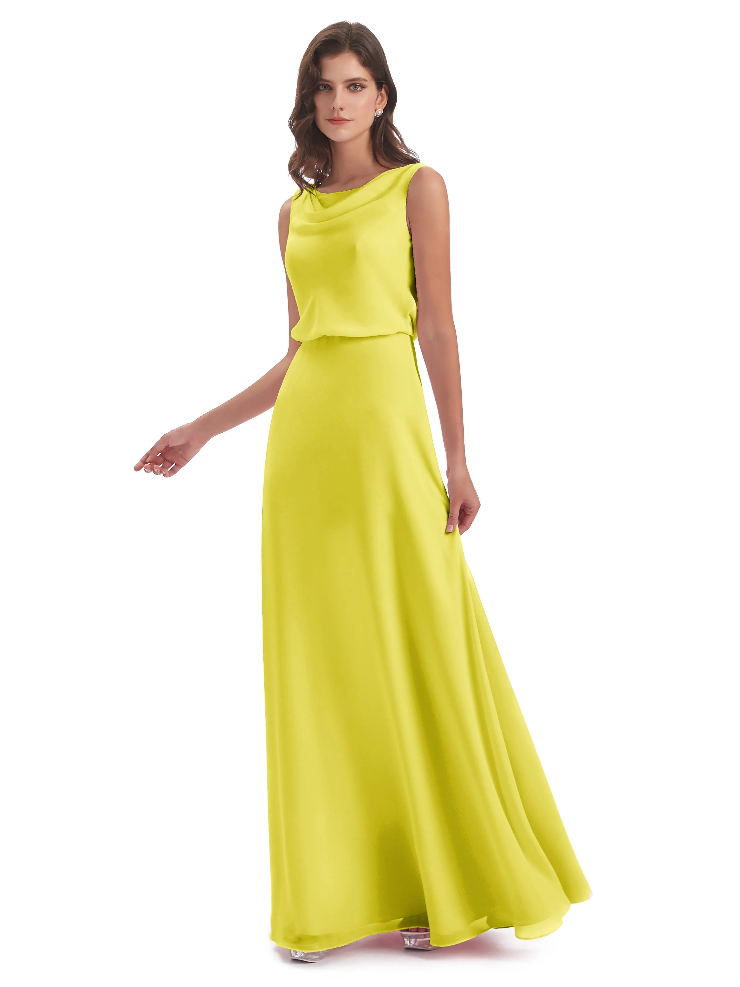 Layla Sheath Scoop V Back Chiffon Long Bridesmaid Dresses