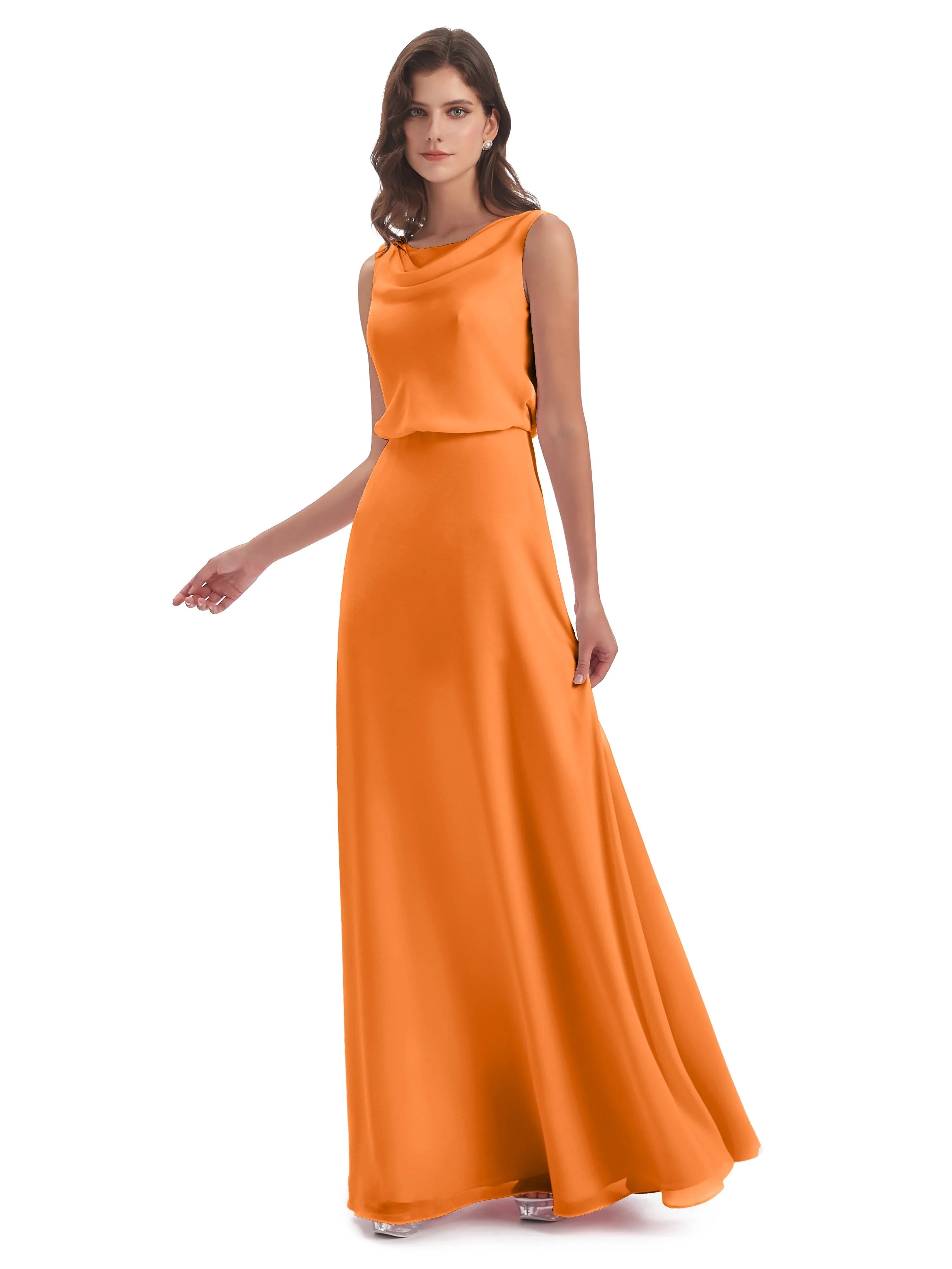 Layla Sheath Scoop V Back Chiffon Long Bridesmaid Dresses