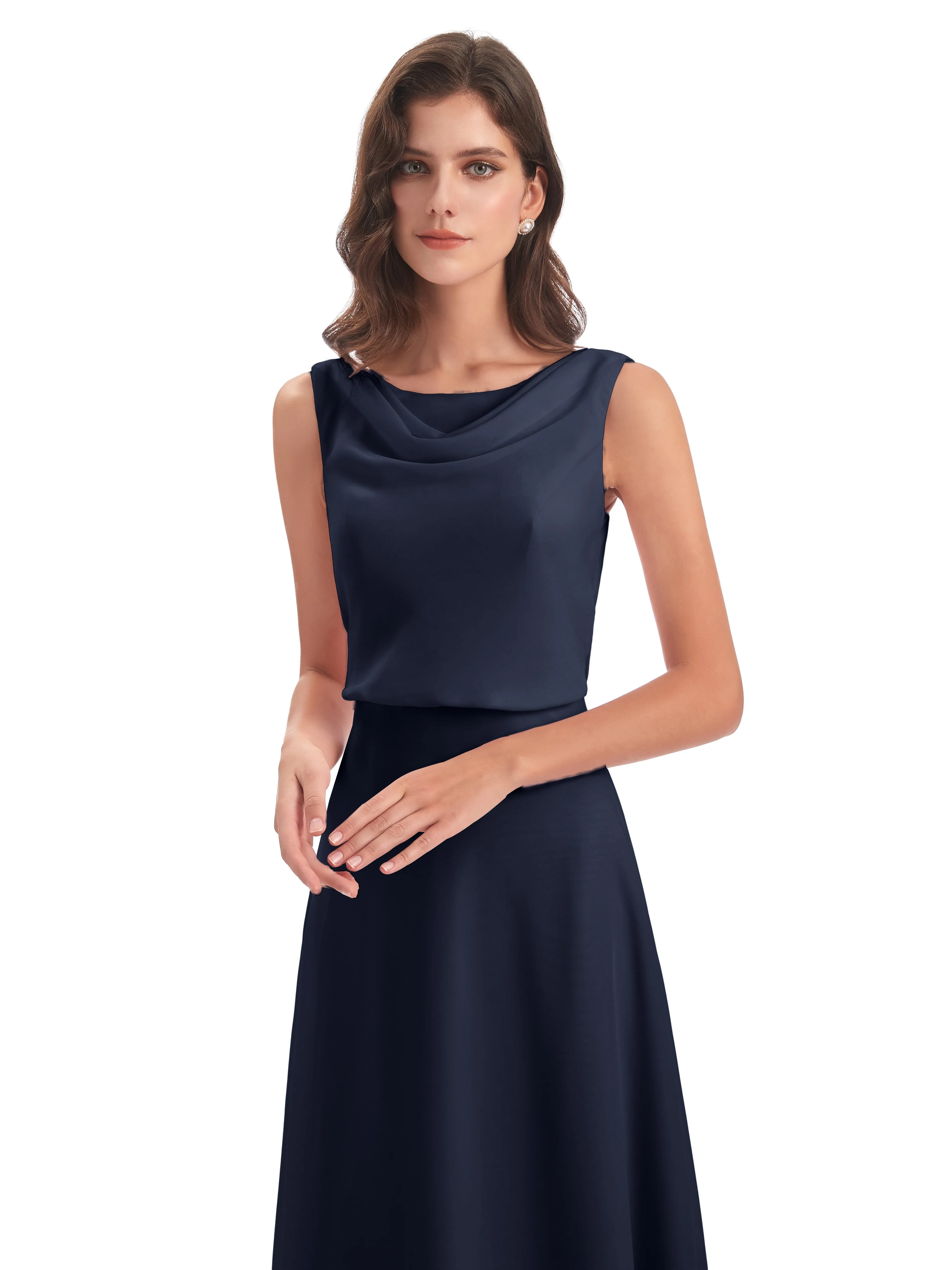 Layla Sheath Scoop V Back Chiffon Long Bridesmaid Dresses