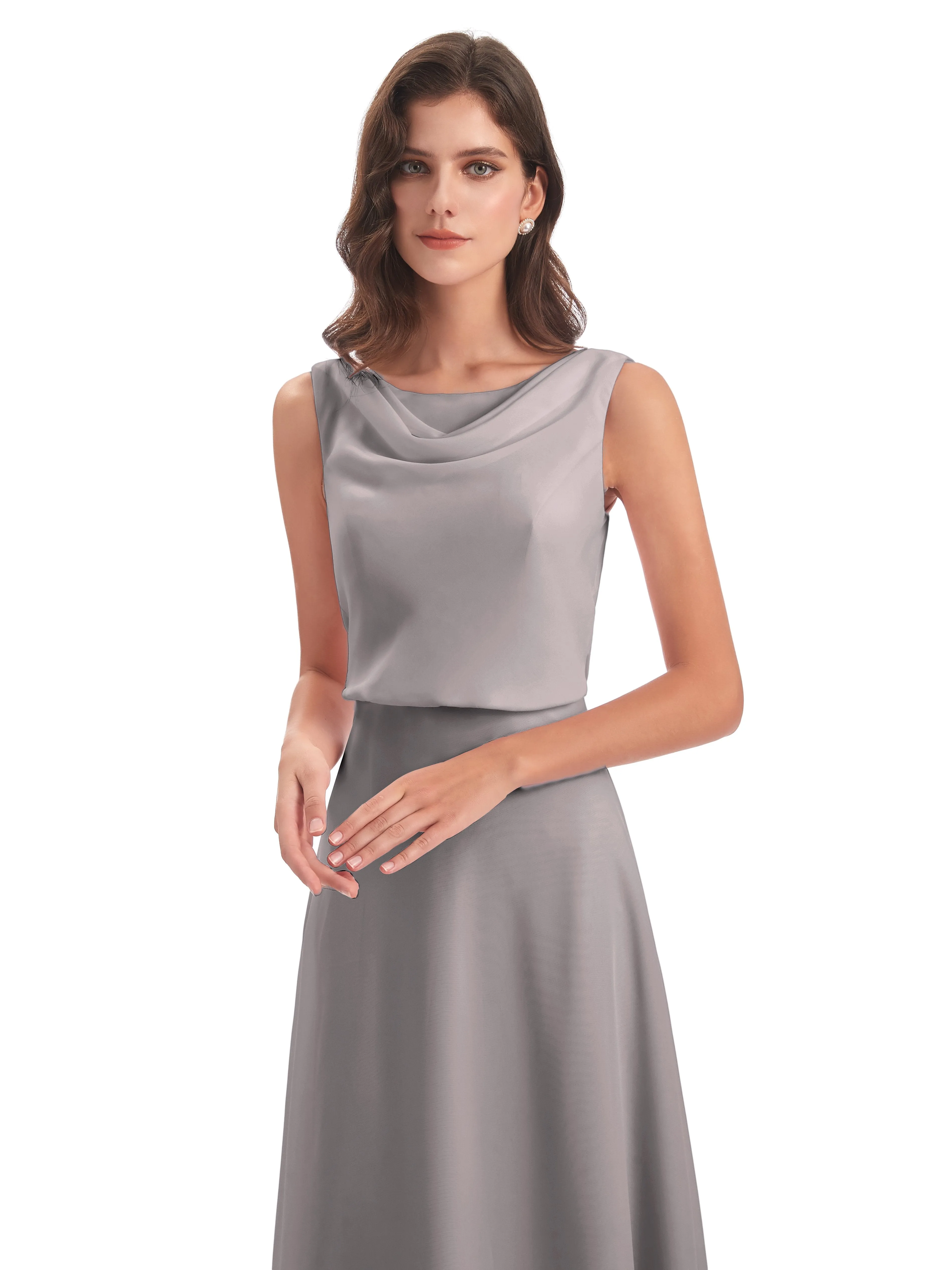 Layla Sheath Scoop V Back Chiffon Long Bridesmaid Dresses