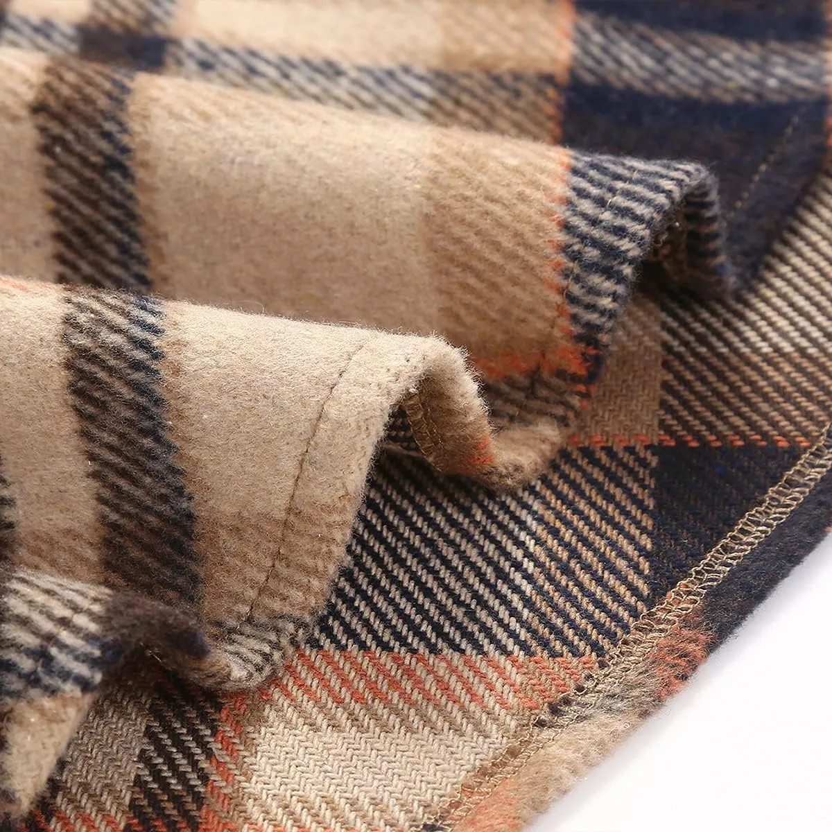 Long Plaid Wool Skirt for Womens Winter Fall Warm High Elastic Waist A line Flared Pleated Wool Tartan Skirts