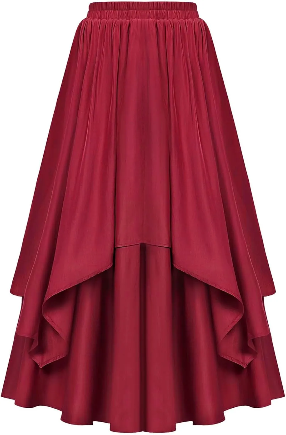 Maxi Skirts for Women High Waist Renaissance Double Layered Long Skirt Vintage Pleated Flowy Solid Summer Skirt