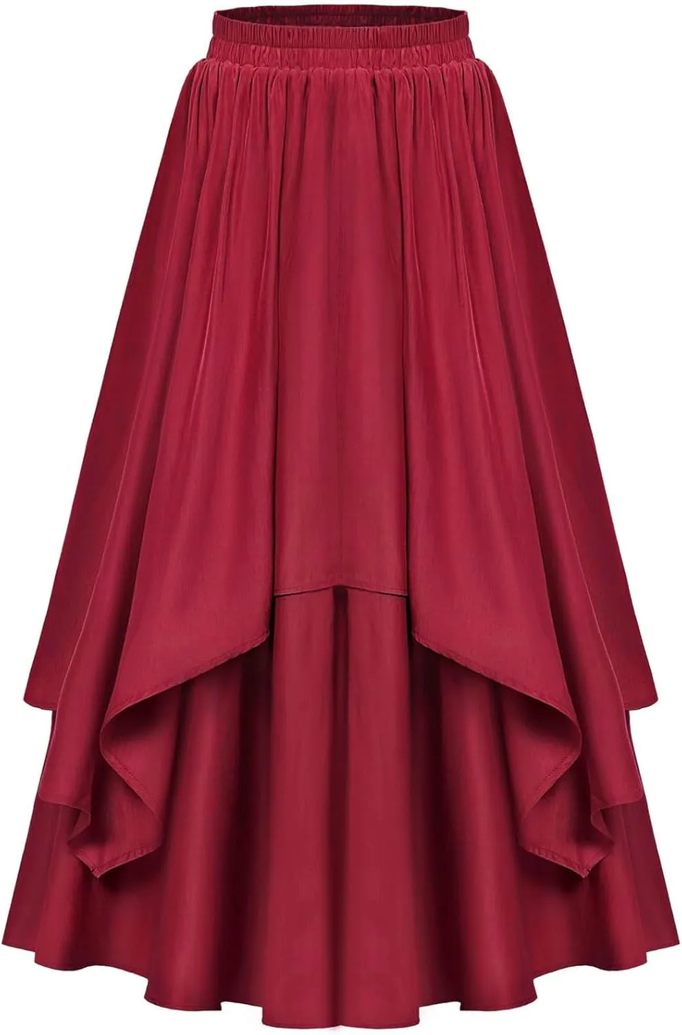 Maxi Skirts for Women High Waist Renaissance Double Layered Long Skirt Vintage Pleated Flowy Solid Summer Skirt