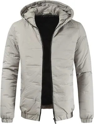 Mens Autumn And Winter Fashion Casual Solid Color Padded Warm Cotton Coat Cotton Padded Long Winter for Men