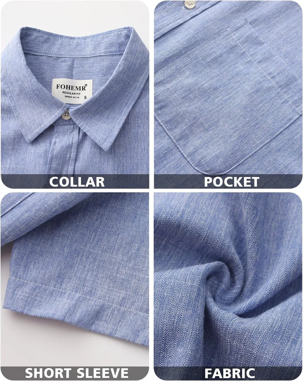Mens Cotton Linen Short Sleeve Shirts Casual Lightweight Button Down Shirts Vacation Beach Summer Tops with Pocket