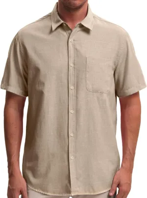 Mens Cotton Linen Short Sleeve Shirts Casual Lightweight Button Down Shirts Vacation Beach Summer Tops with Pocket