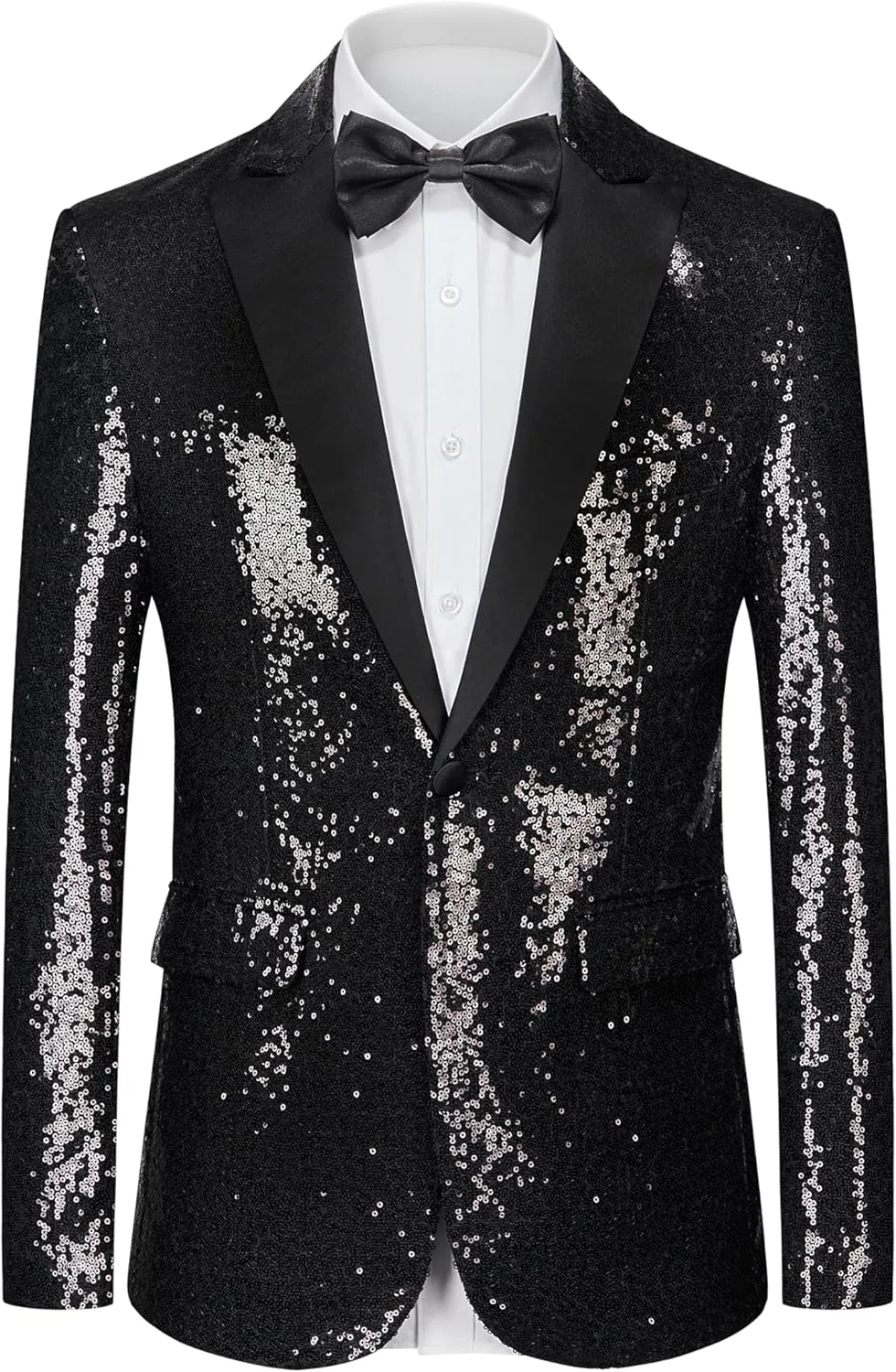 Men's Sequin Blazer One Button Tuxedo Suit Jacket Party Festival Wedding Prom