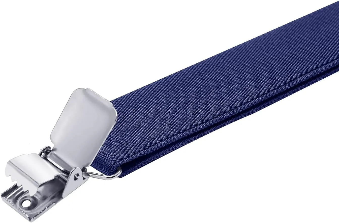 Mens Suspenders X Back Adjustable 1.4'' Wide with Heavy Duty Clips