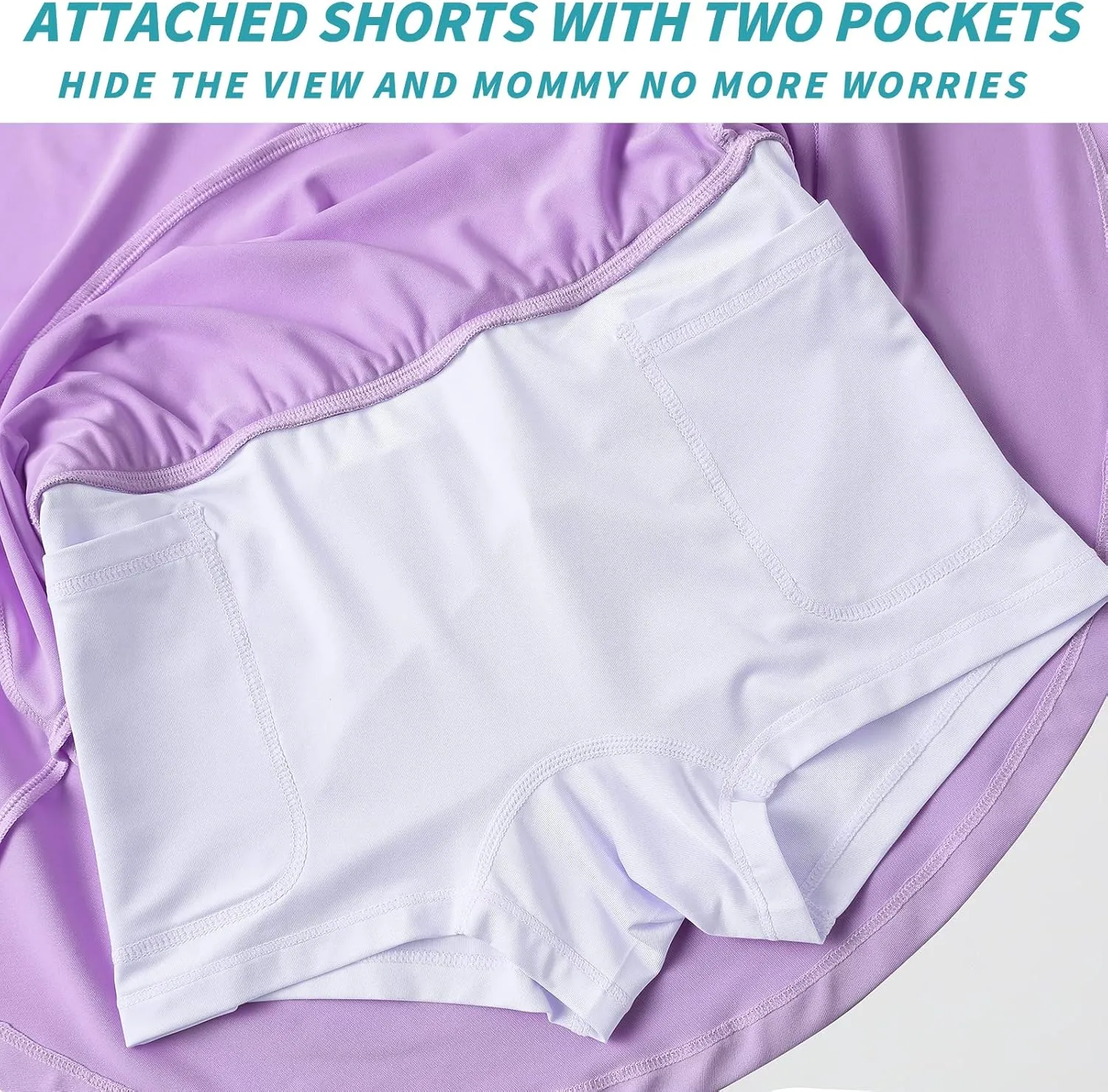 MERIABNY Girls Tennis Skirt with Built-in Shorts Athletic Skort for Golf Running, 6-12 Years Old
