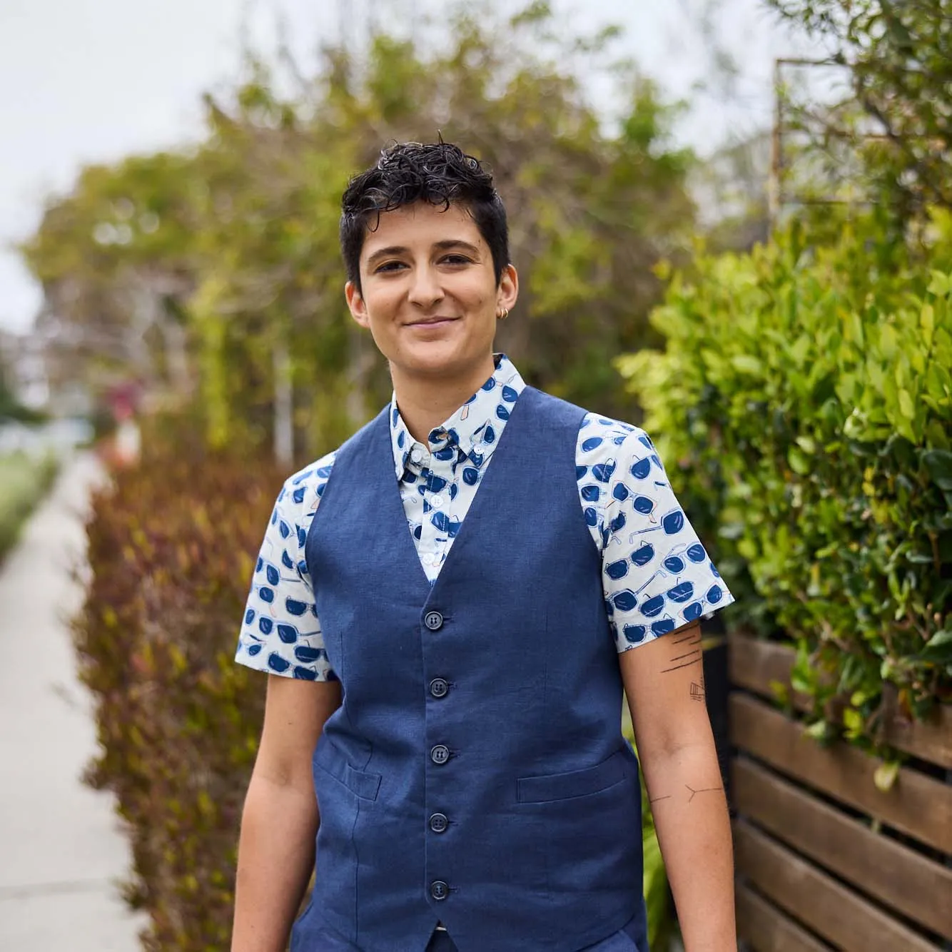 Navy Blue Linen Vest
