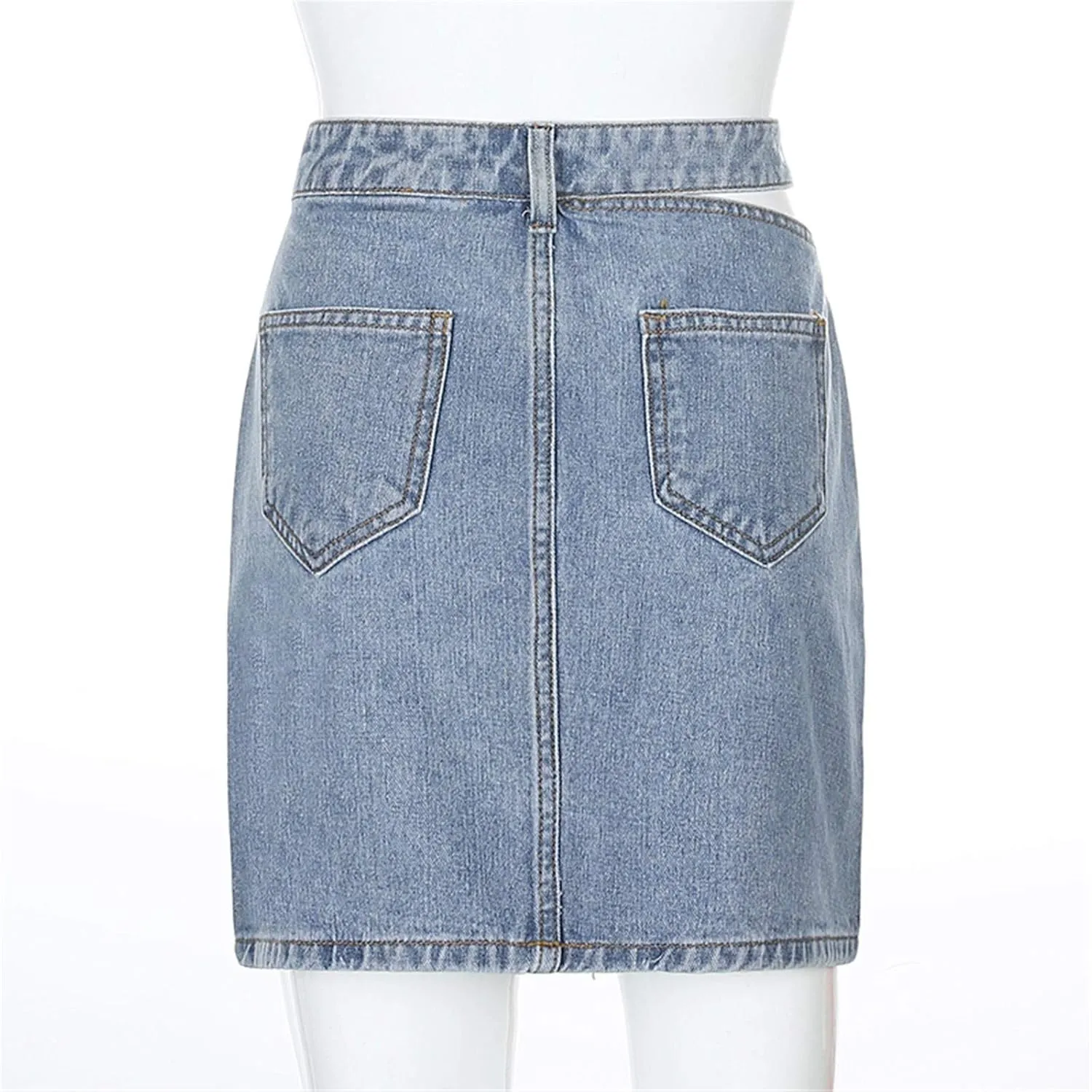 Pleated Skirts for Women Mid Waist Mini Jean Skirts Trendy Sweet Flare Hem A-Line Skirt Casual Comfy Denim Skirt