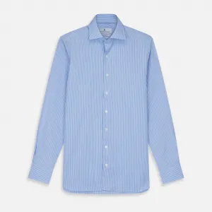 Powder Blue Stripe Tailored Fit Shirt with Kent Collar and 2-Button Cuffs