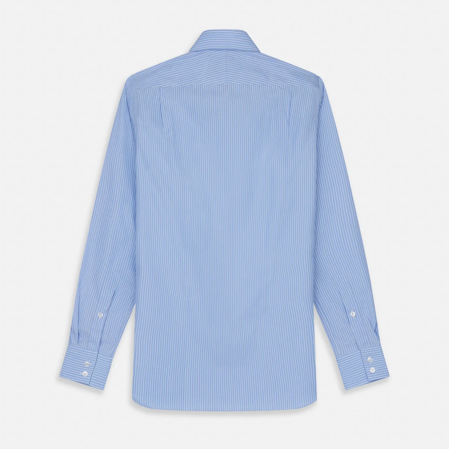 Powder Blue Stripe Tailored Fit Shirt with Kent Collar and 2-Button Cuffs