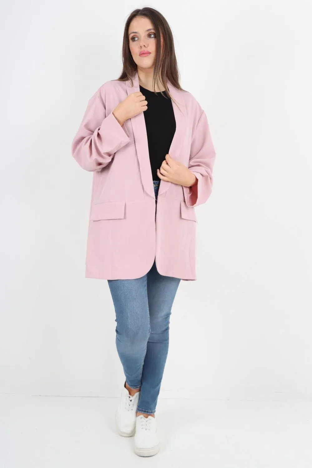 Ruched Sleeve Oversized Blazer