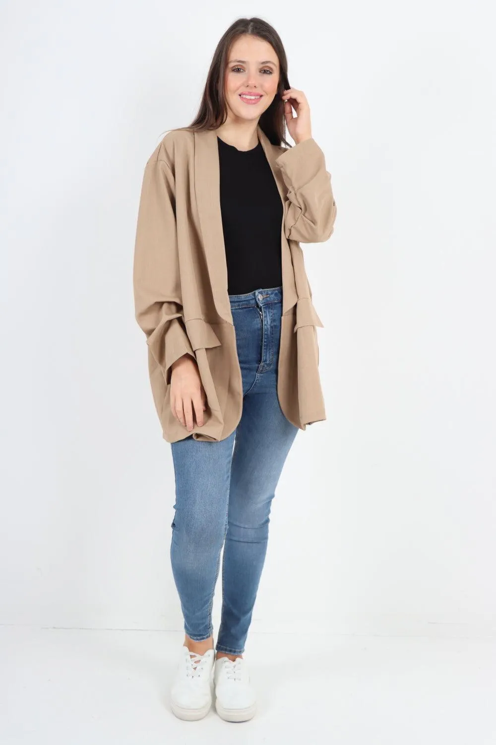 Ruched Sleeve Oversized Blazer