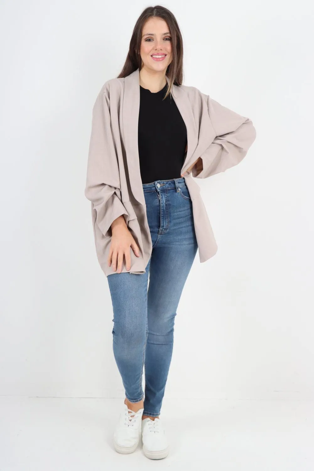 Ruched Sleeve Oversized Blazer