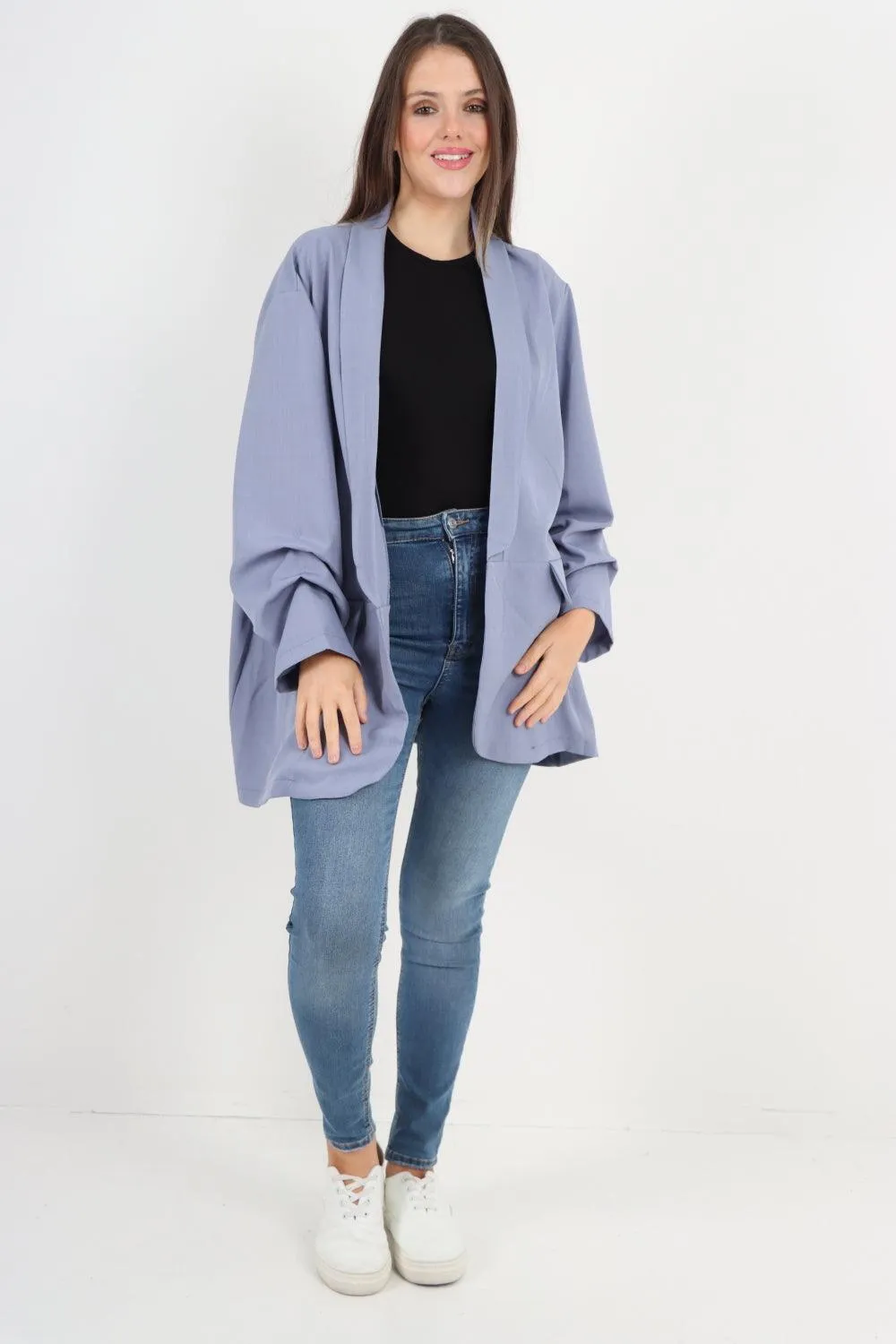 Ruched Sleeve Oversized Blazer
