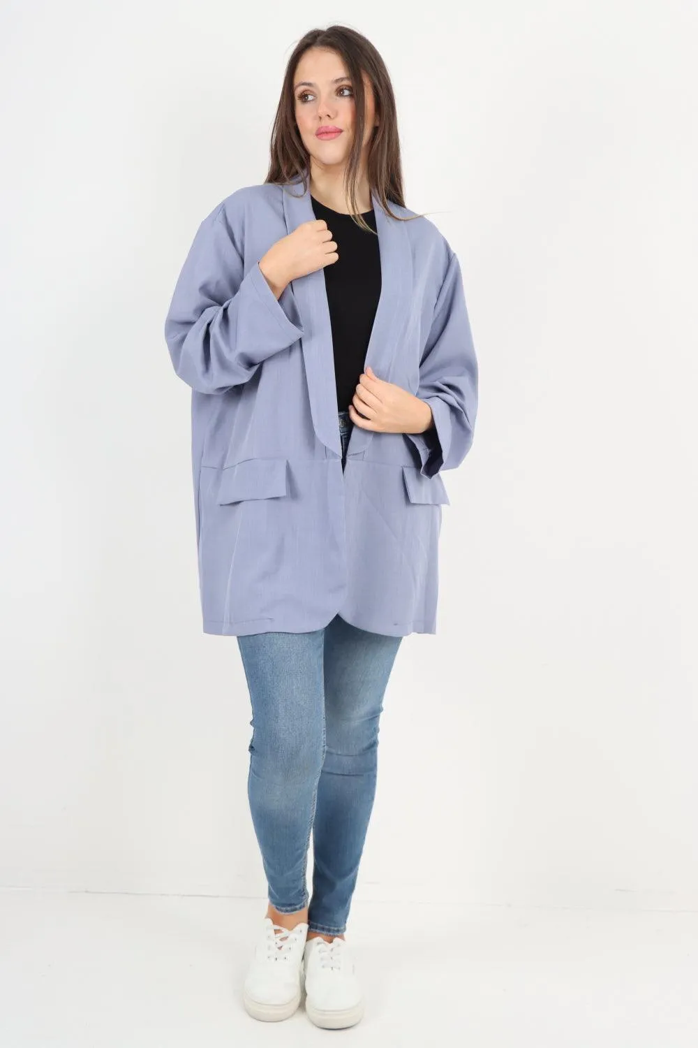 Ruched Sleeve Oversized Blazer