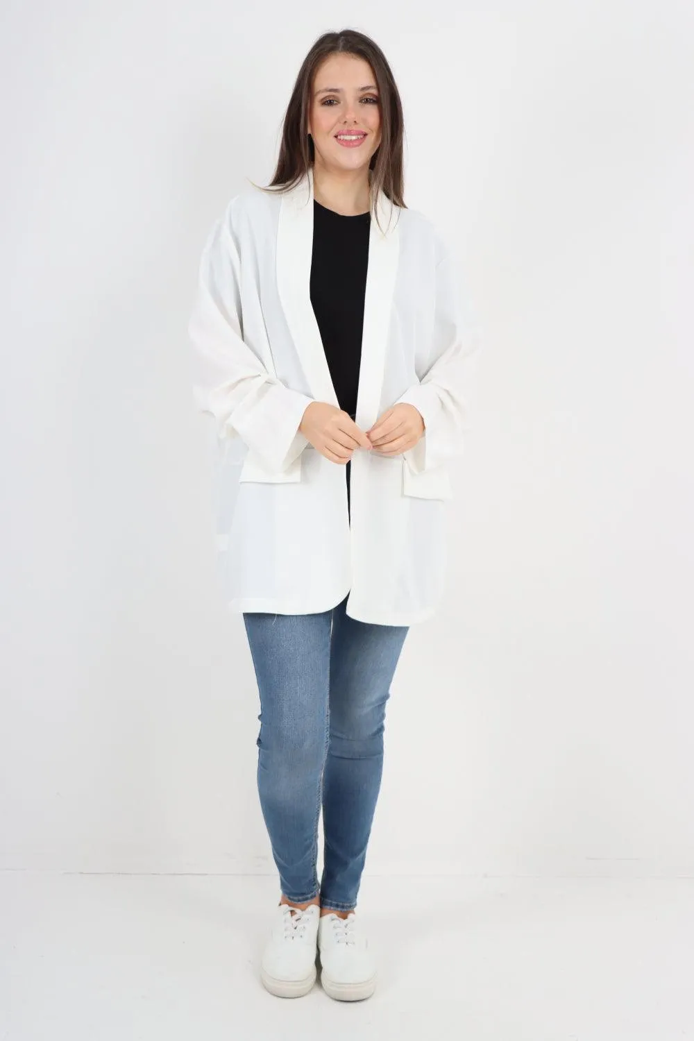 Ruched Sleeve Oversized Blazer