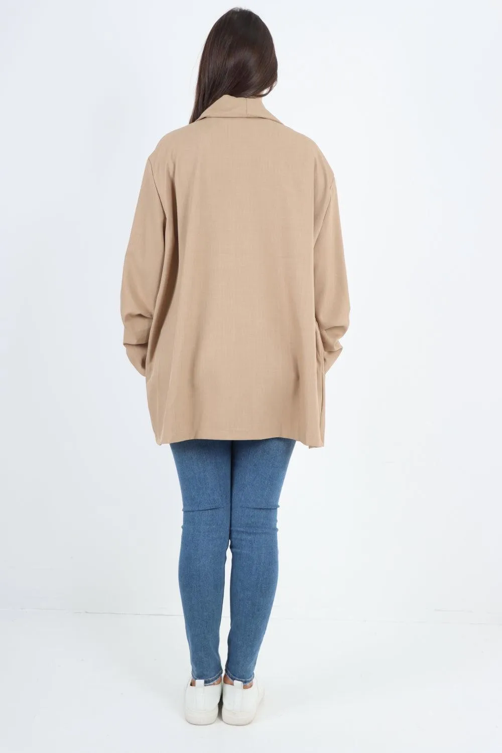 Ruched Sleeve Oversized Blazer