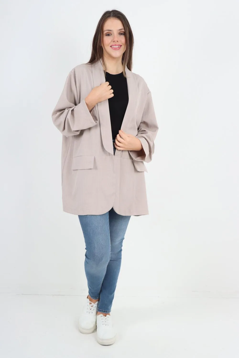 Ruched Sleeve Oversized Blazer