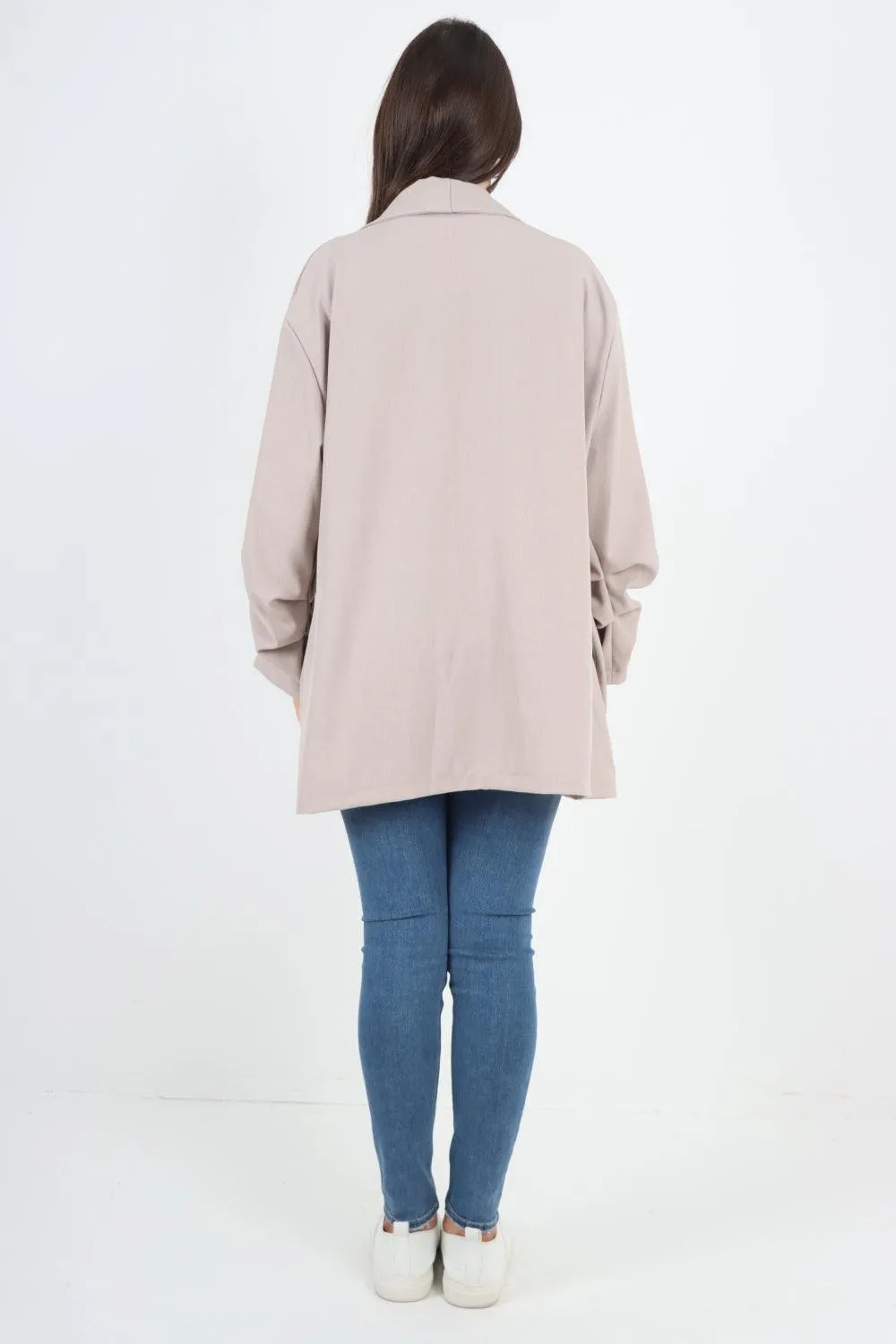Ruched Sleeve Oversized Blazer