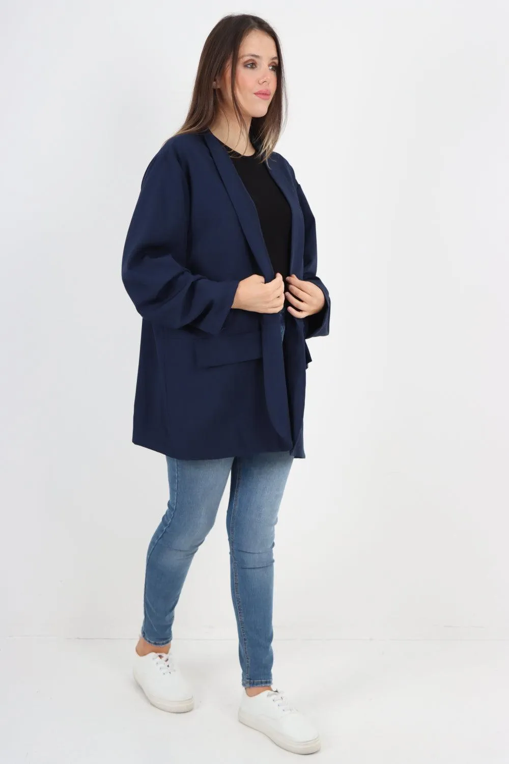 Ruched Sleeve Oversized Blazer