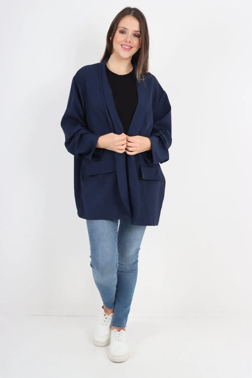 Ruched Sleeve Oversized Blazer