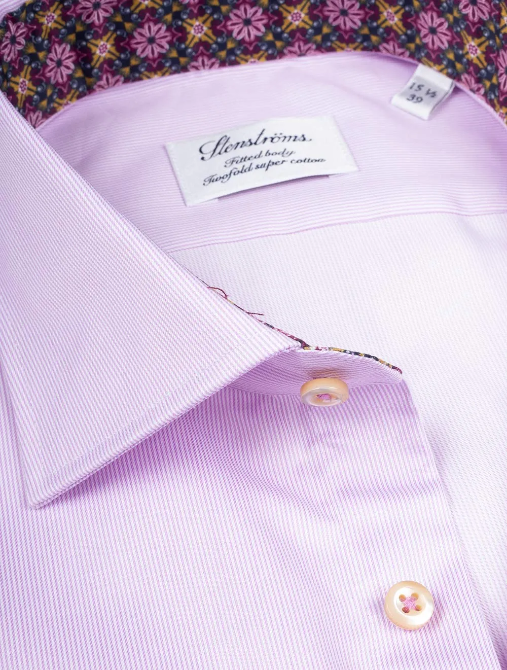 Striped Contrast Twill Shirt Pink
