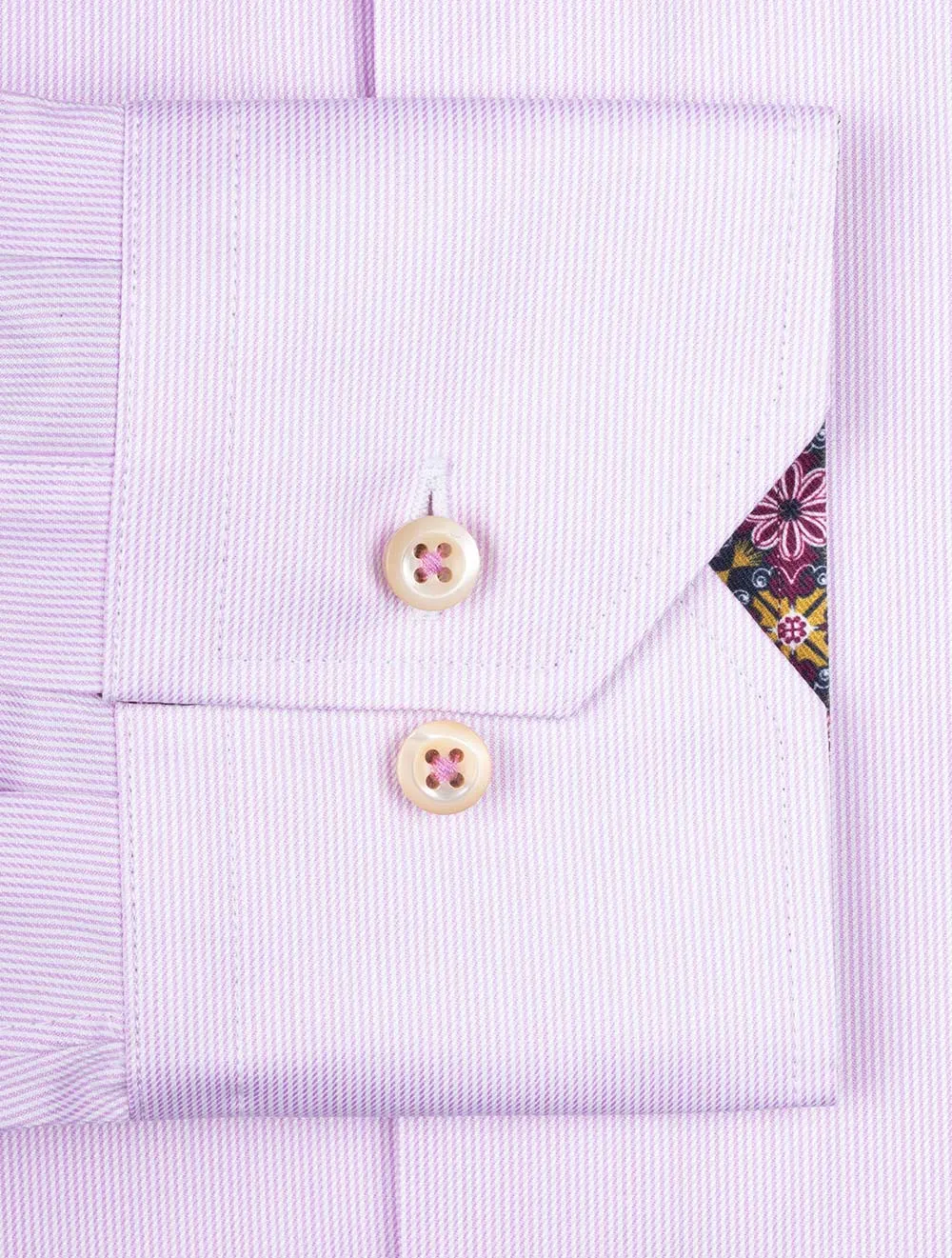 Striped Contrast Twill Shirt Pink