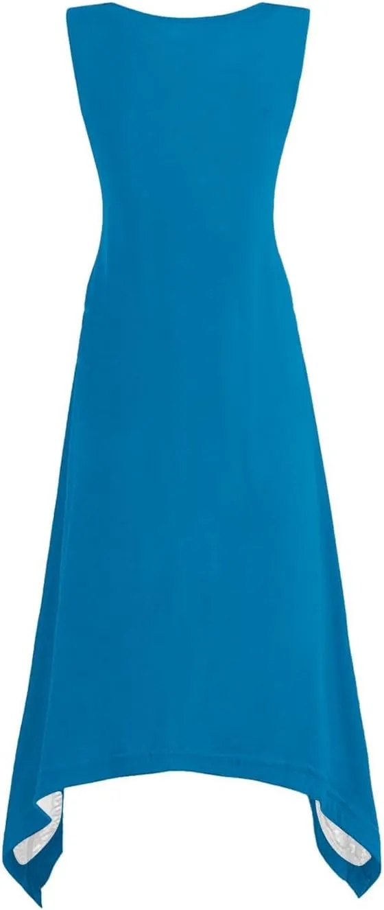 Summer Dresses for Women 2025 Handkerchief Hem Crewneck Tank Dress Casual Sleeveless Beach A-Line Sundress Clothes