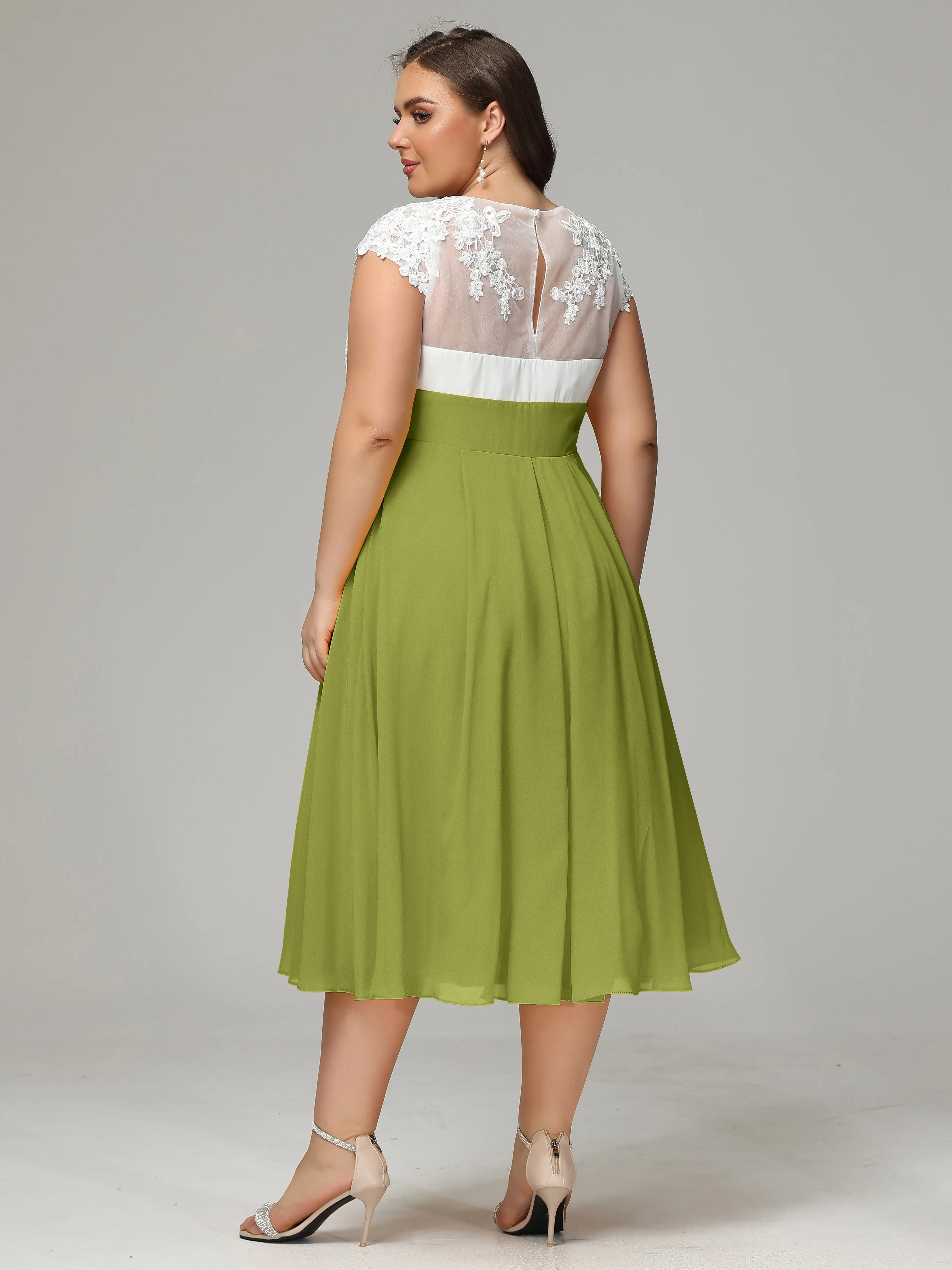 Tea-length Cap Sleeves Chiffon Mother Of The Bride Dresses