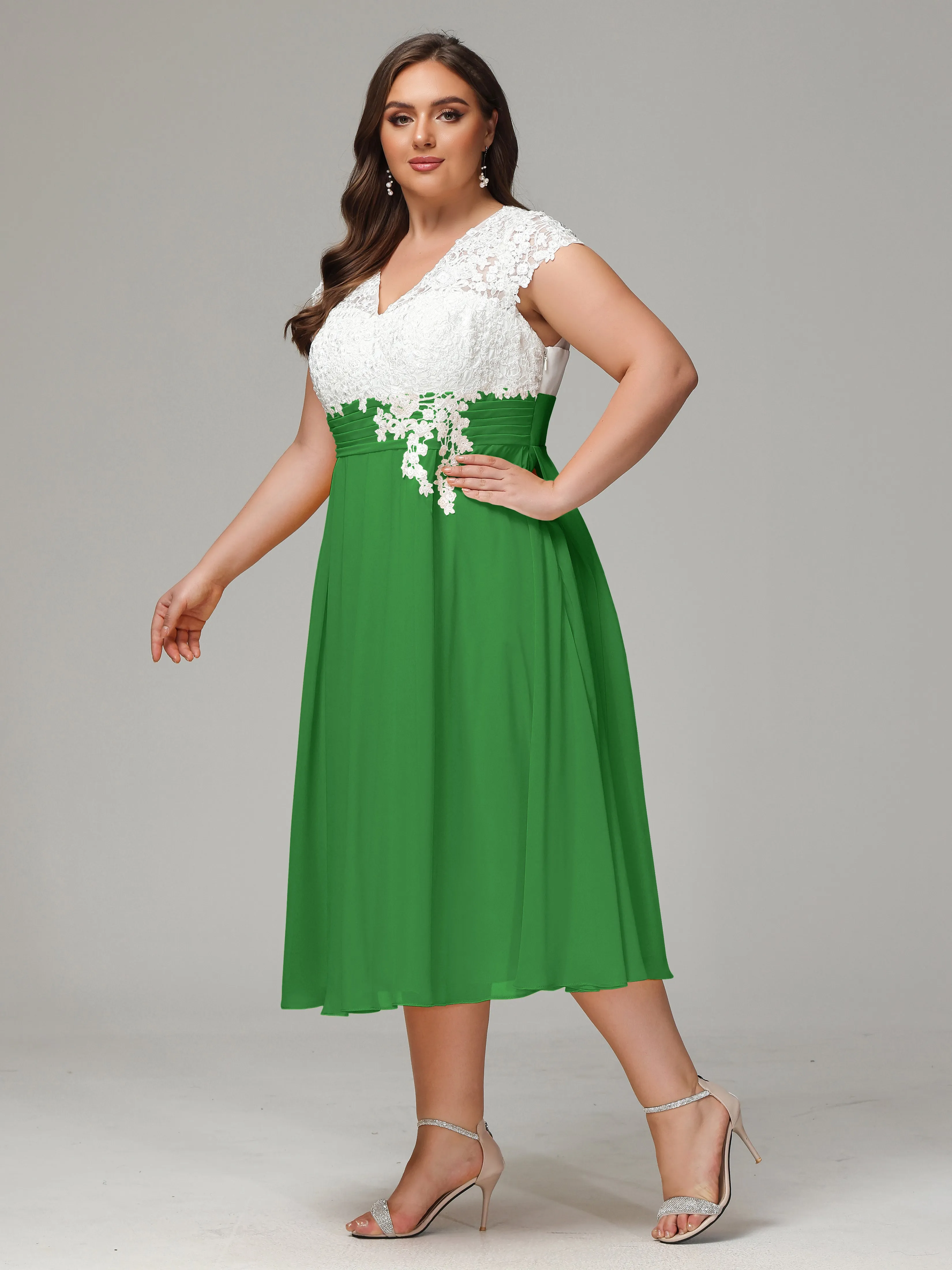 Tea-length Cap Sleeves Chiffon Mother Of The Bride Dresses