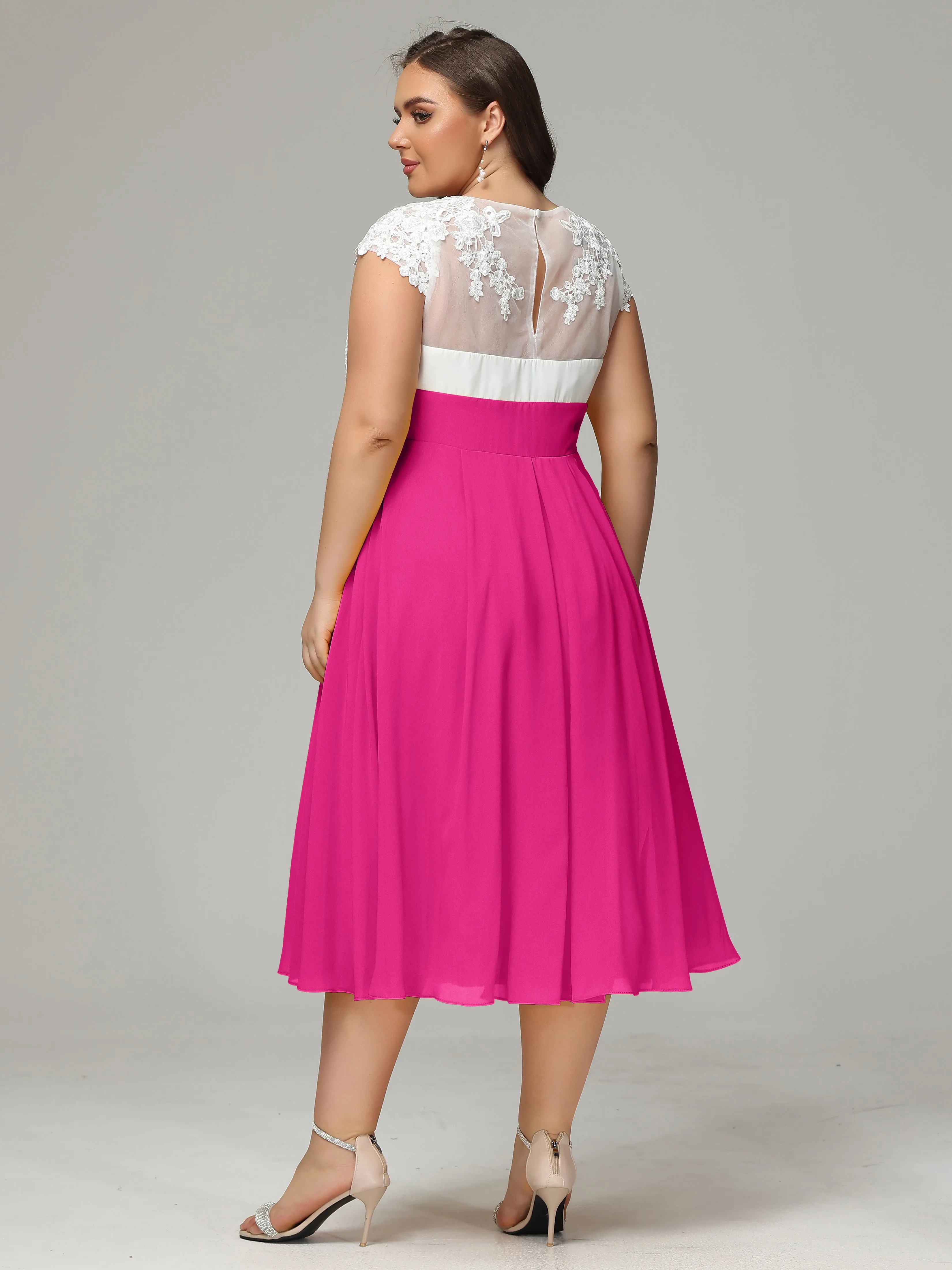 Tea-length Cap Sleeves Chiffon Mother Of The Bride Dresses