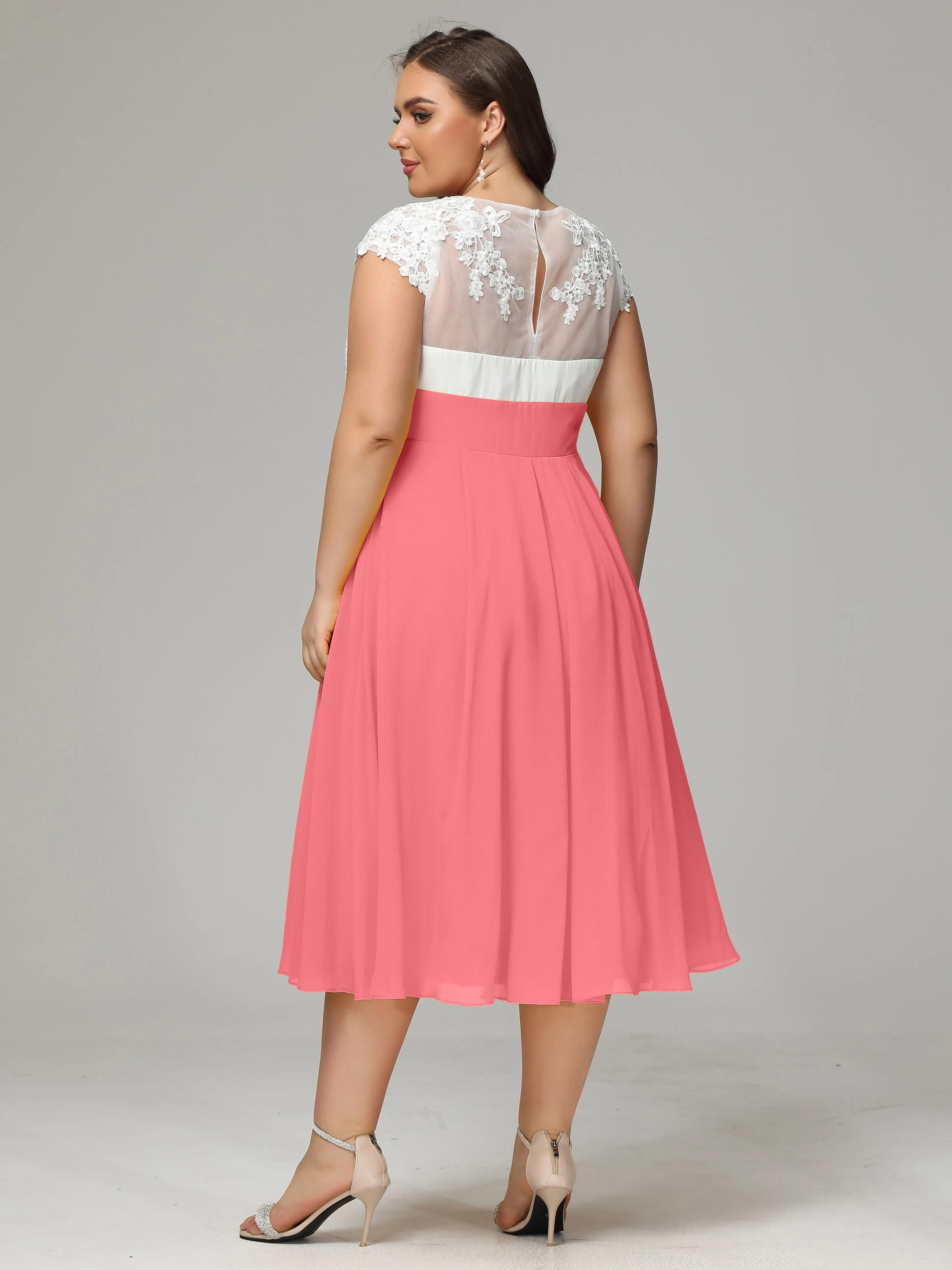 Tea-length Cap Sleeves Chiffon Mother Of The Bride Dresses