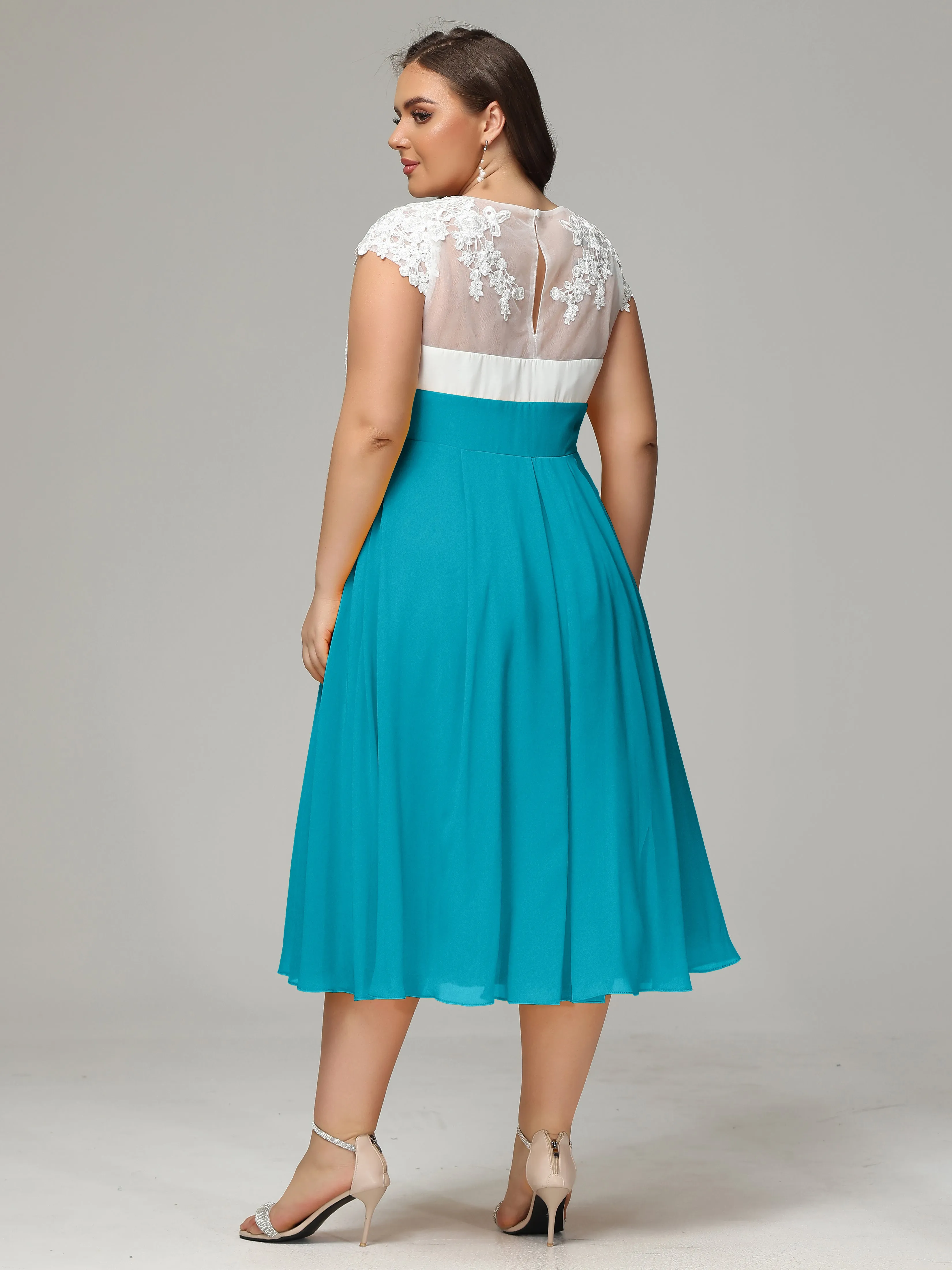 Tea-length Cap Sleeves Chiffon Mother Of The Bride Dresses