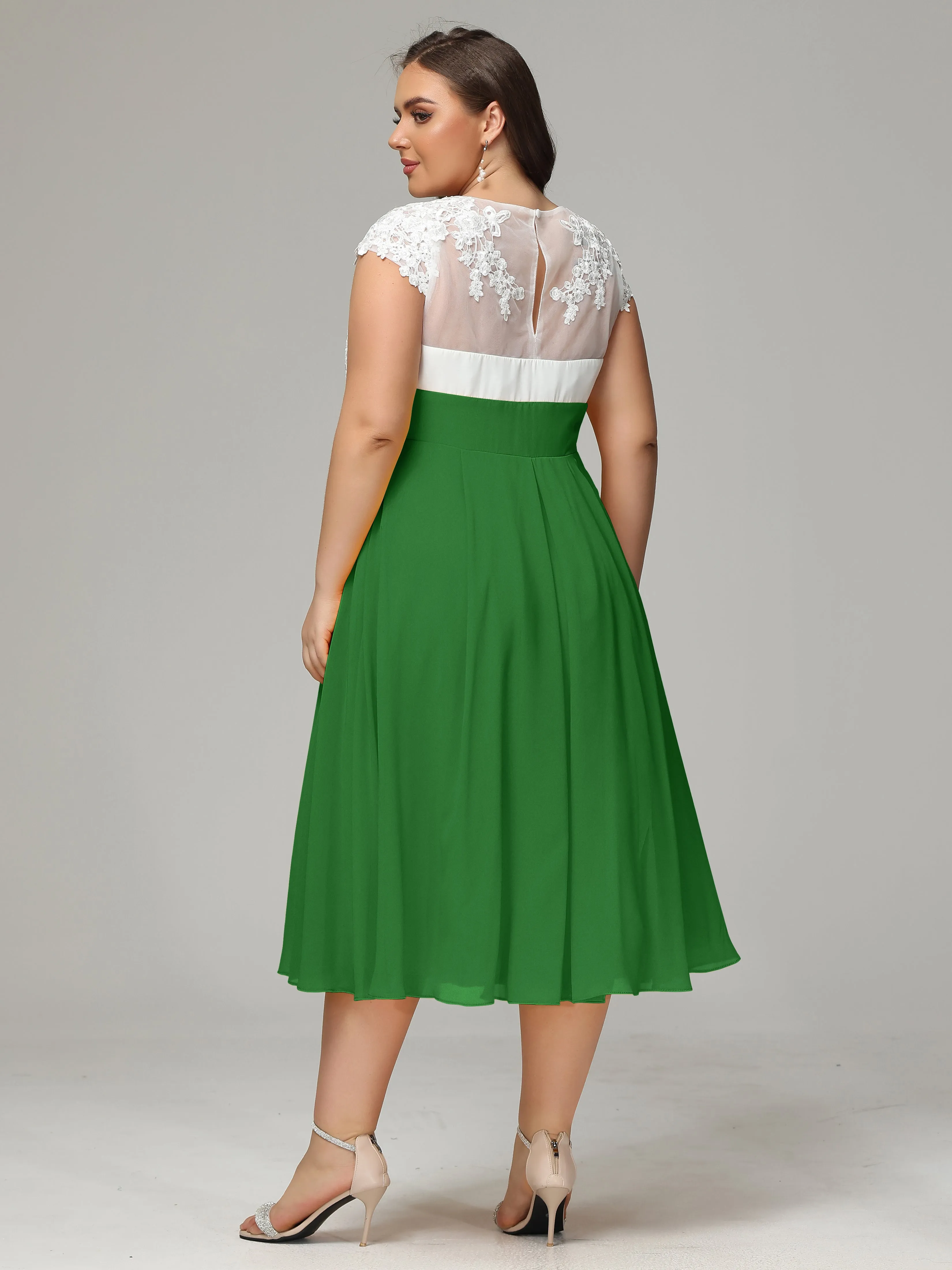 Tea-length Cap Sleeves Chiffon Mother Of The Bride Dresses