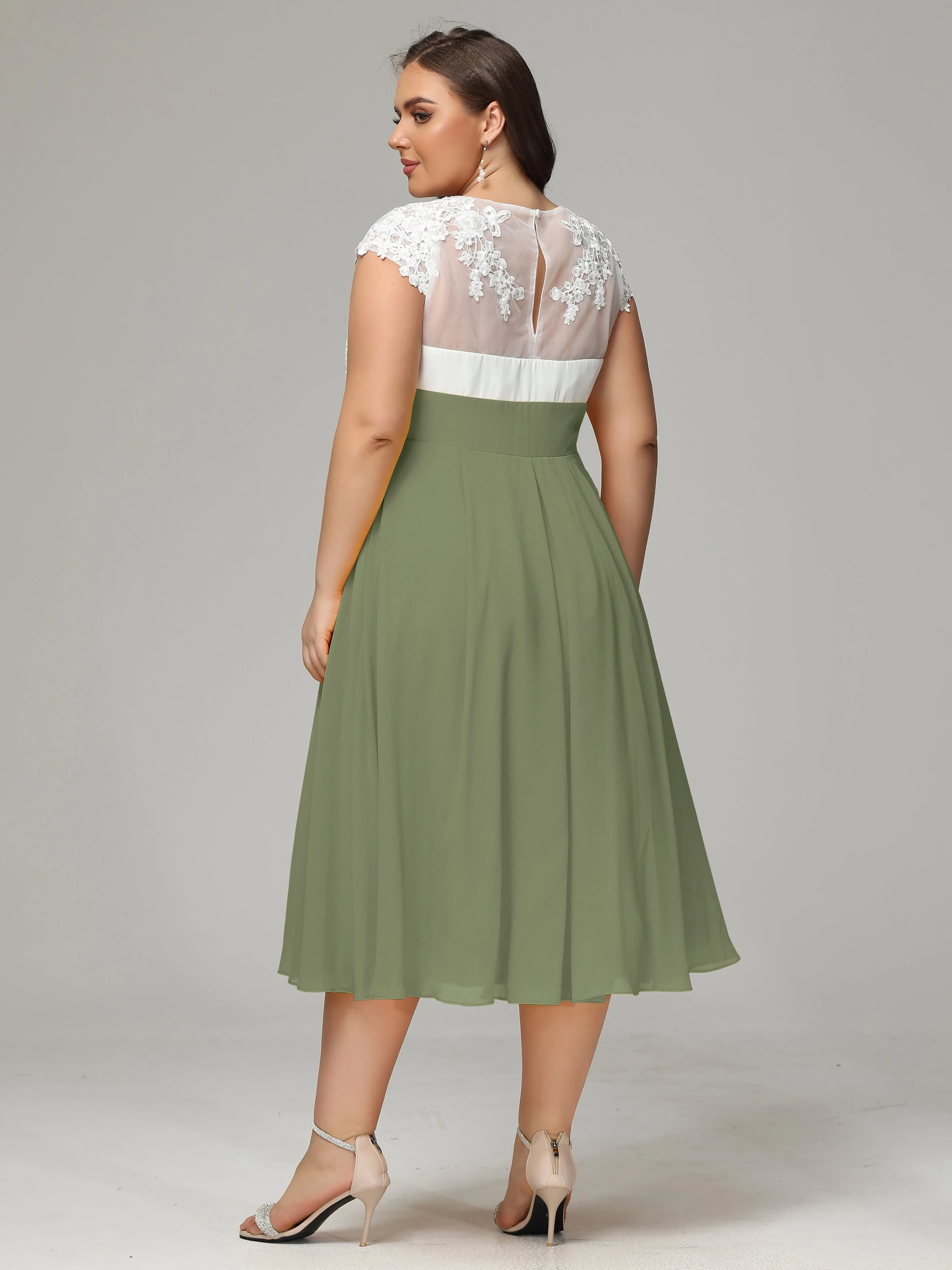 Tea-length Cap Sleeves Chiffon Mother Of The Bride Dresses