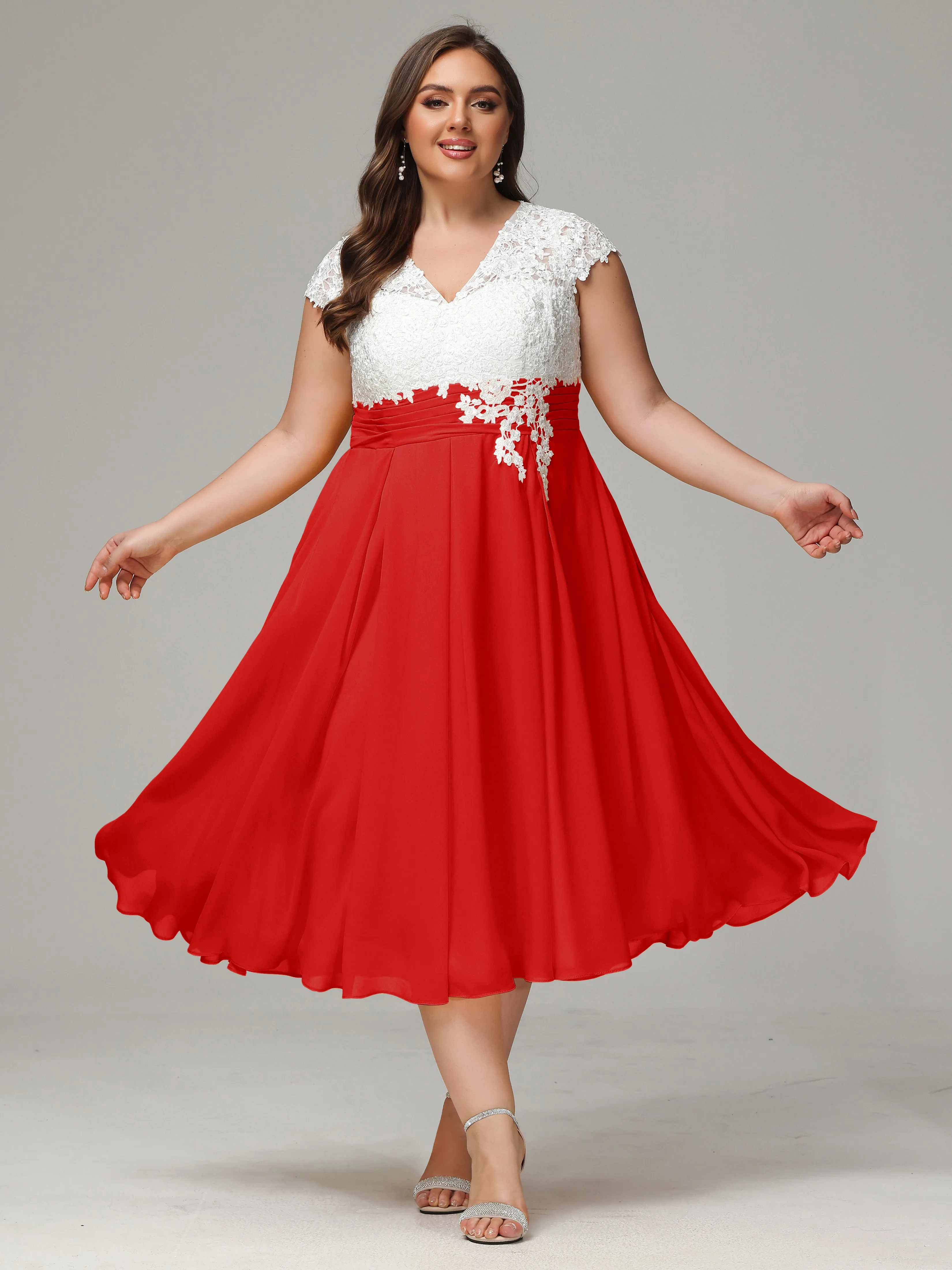 Tea-length Cap Sleeves Chiffon Mother Of The Bride Dresses