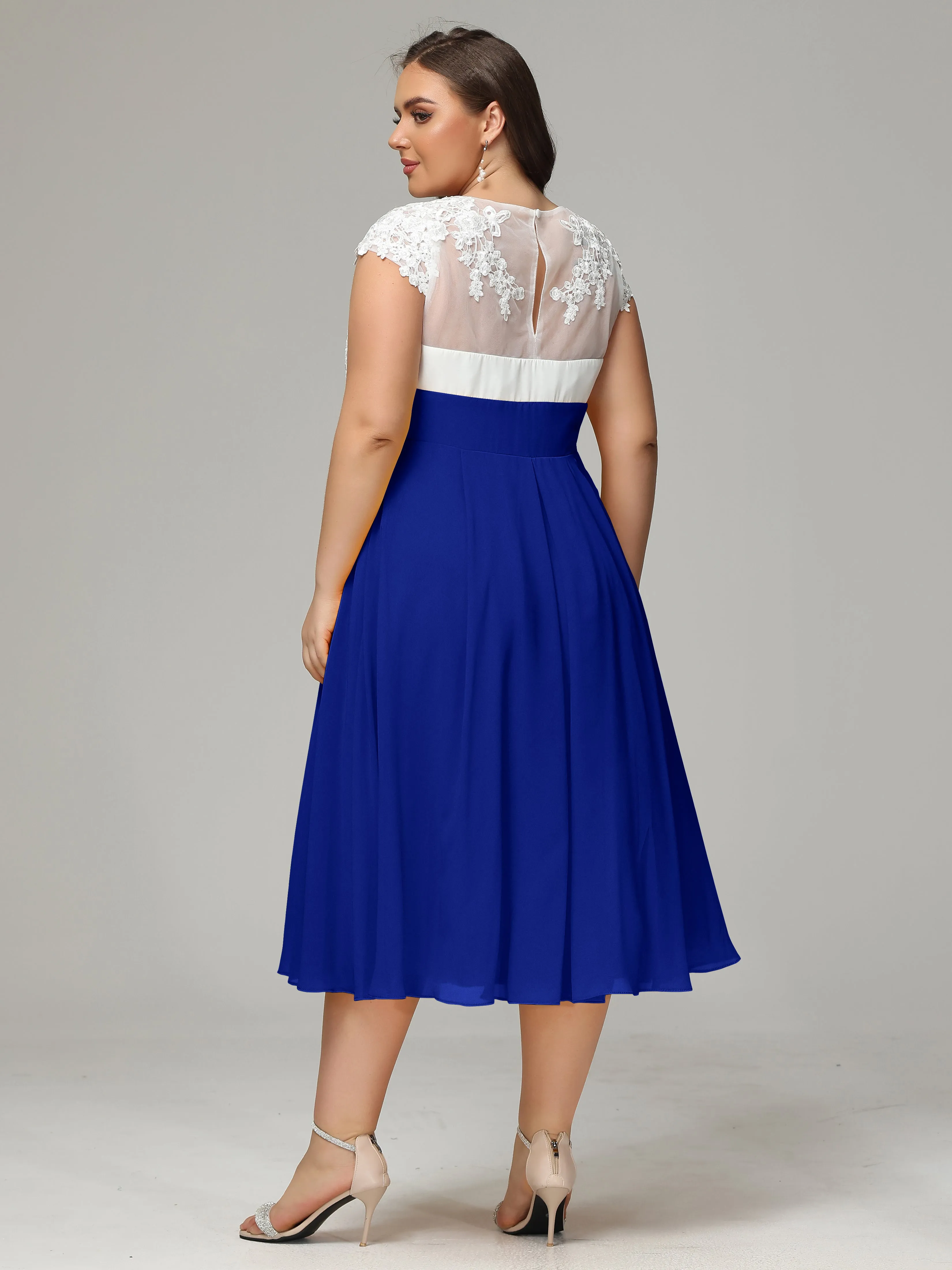 Tea-length Cap Sleeves Chiffon Mother Of The Bride Dresses