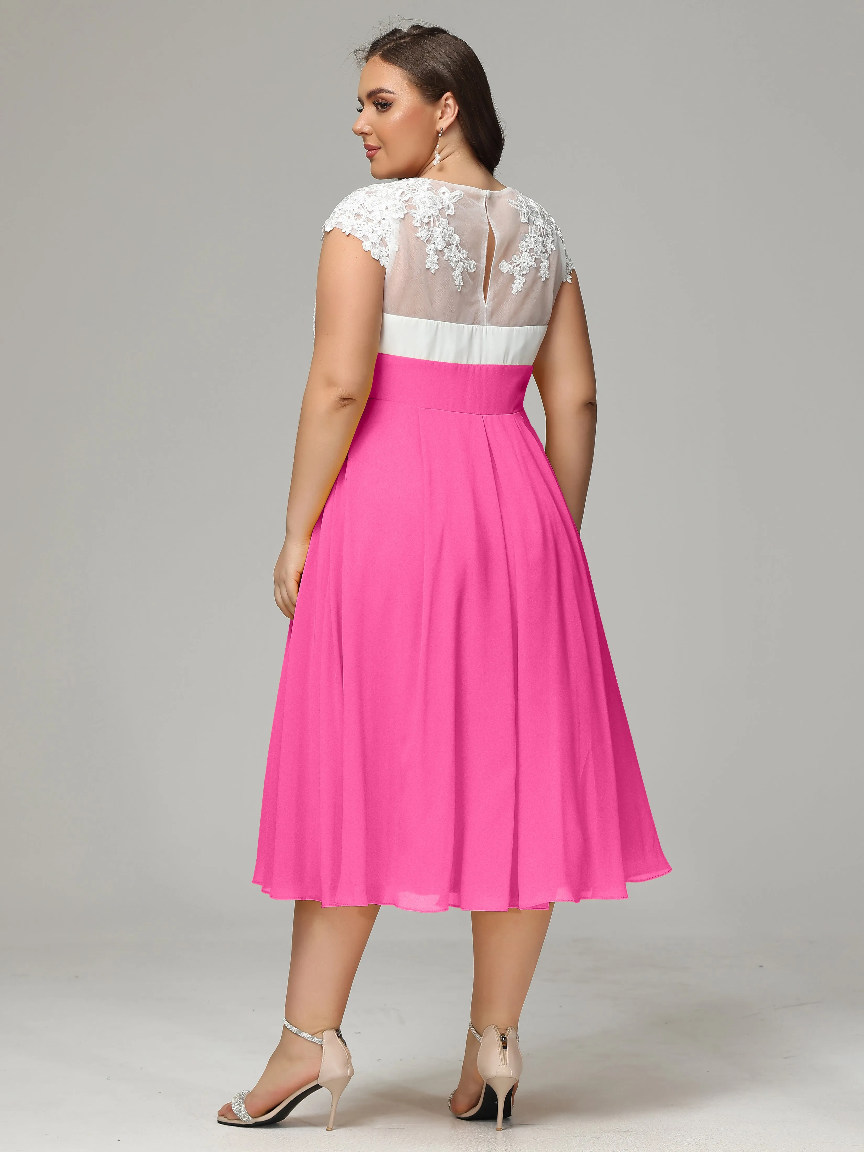 Tea-length Cap Sleeves Chiffon Mother Of The Bride Dresses